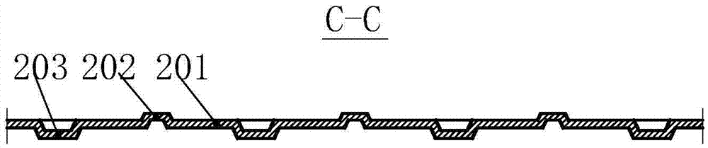 Corrugated plate beam of single-side contact-free through flow way