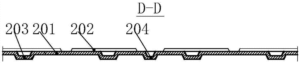 Corrugated plate beam of single-side contact-free through flow way