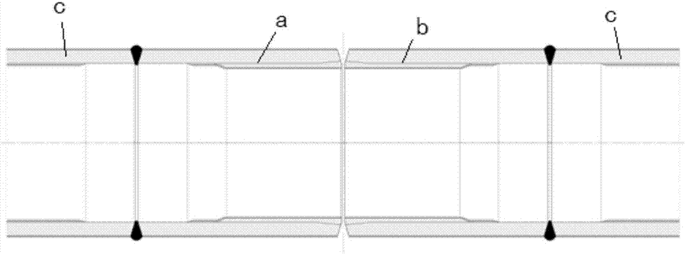 Two-section type inter-anticorrosion-mouth-repair-free dead-mouth tie-in method for steel pipelines