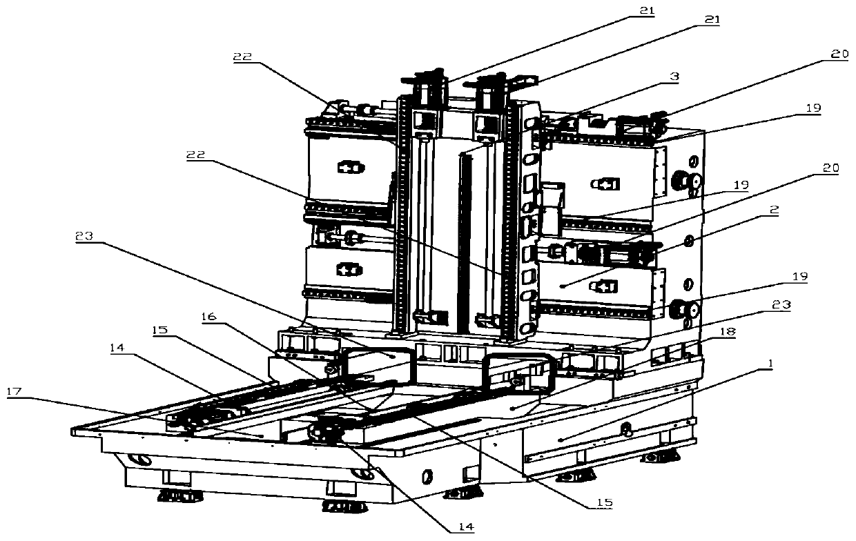 A common platform for a platform-based horizontal five-axis compound machining center