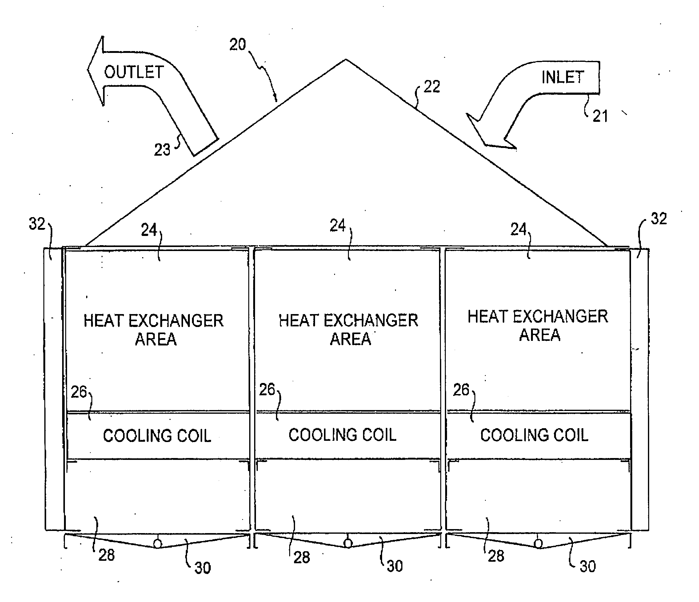 Modular drain pan assembly, with seamless floor, for horizontally positioned dual-pass cooling coils