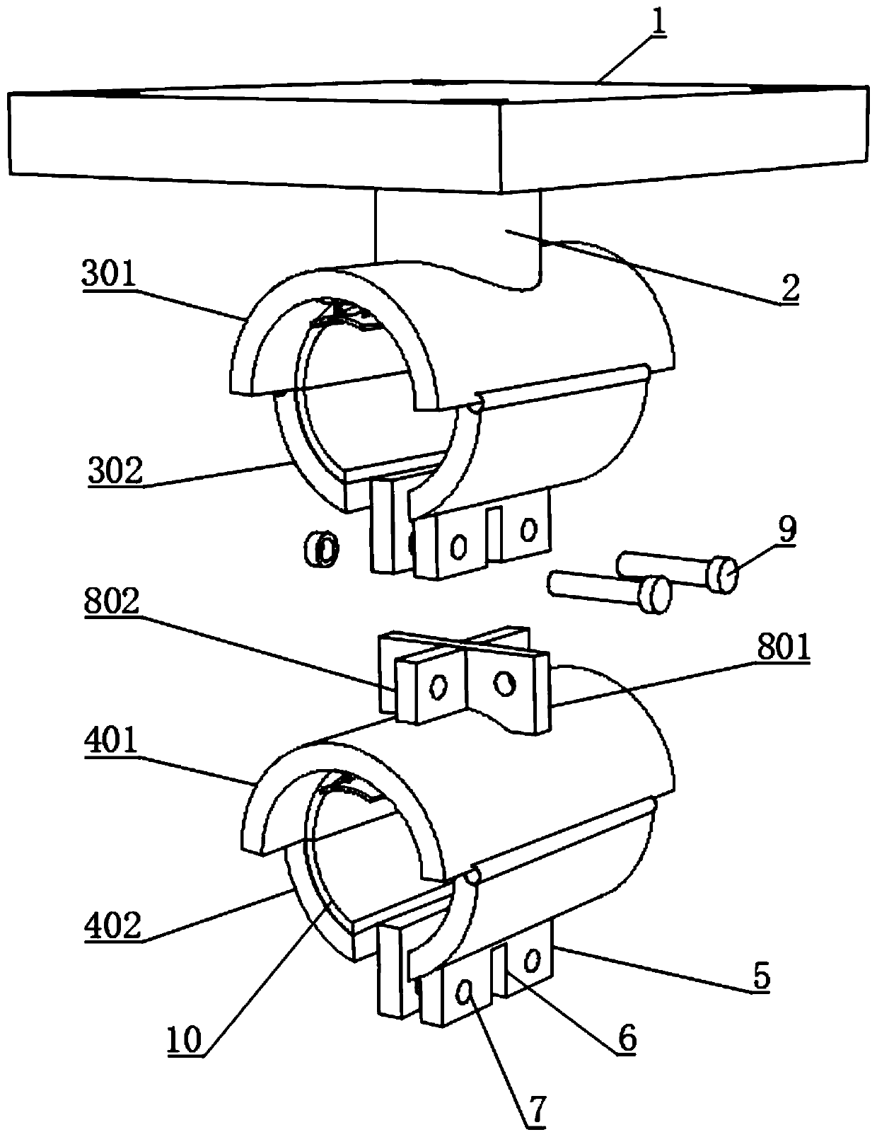 Cable fixing device for video surveillance circuit and method for using same