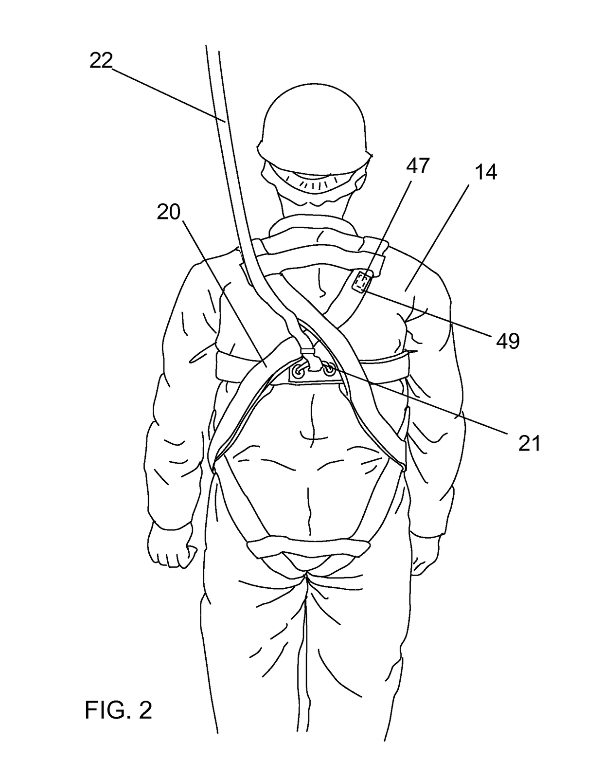 Warning and message delivery and logging system utilizable in a fall arresting and prevention device and method of same