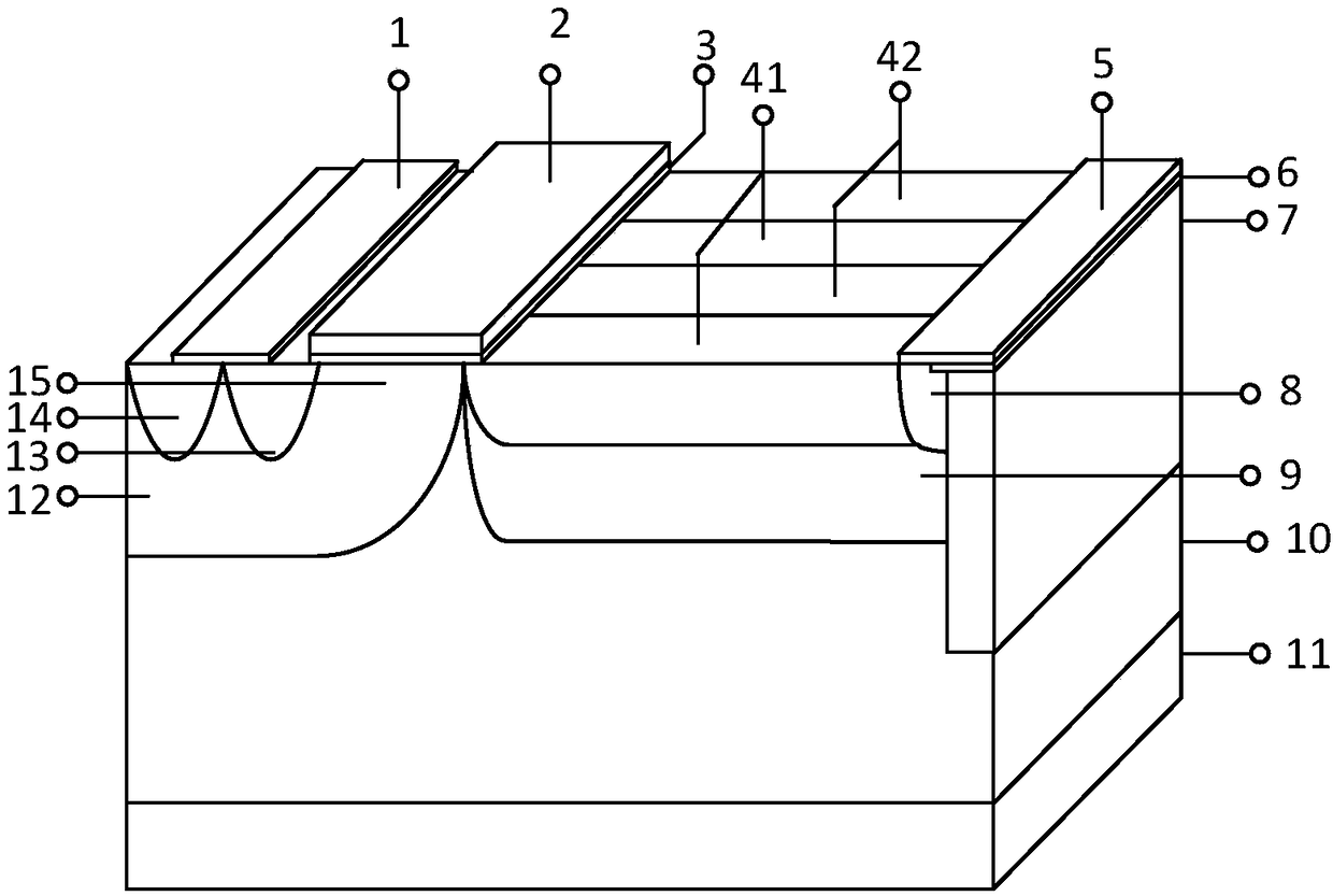 High-K dielectric pillar groove lateral superjunction double-diffused metal oxide wideband gap semiconductor field-effect transistor and fabrication method thereof