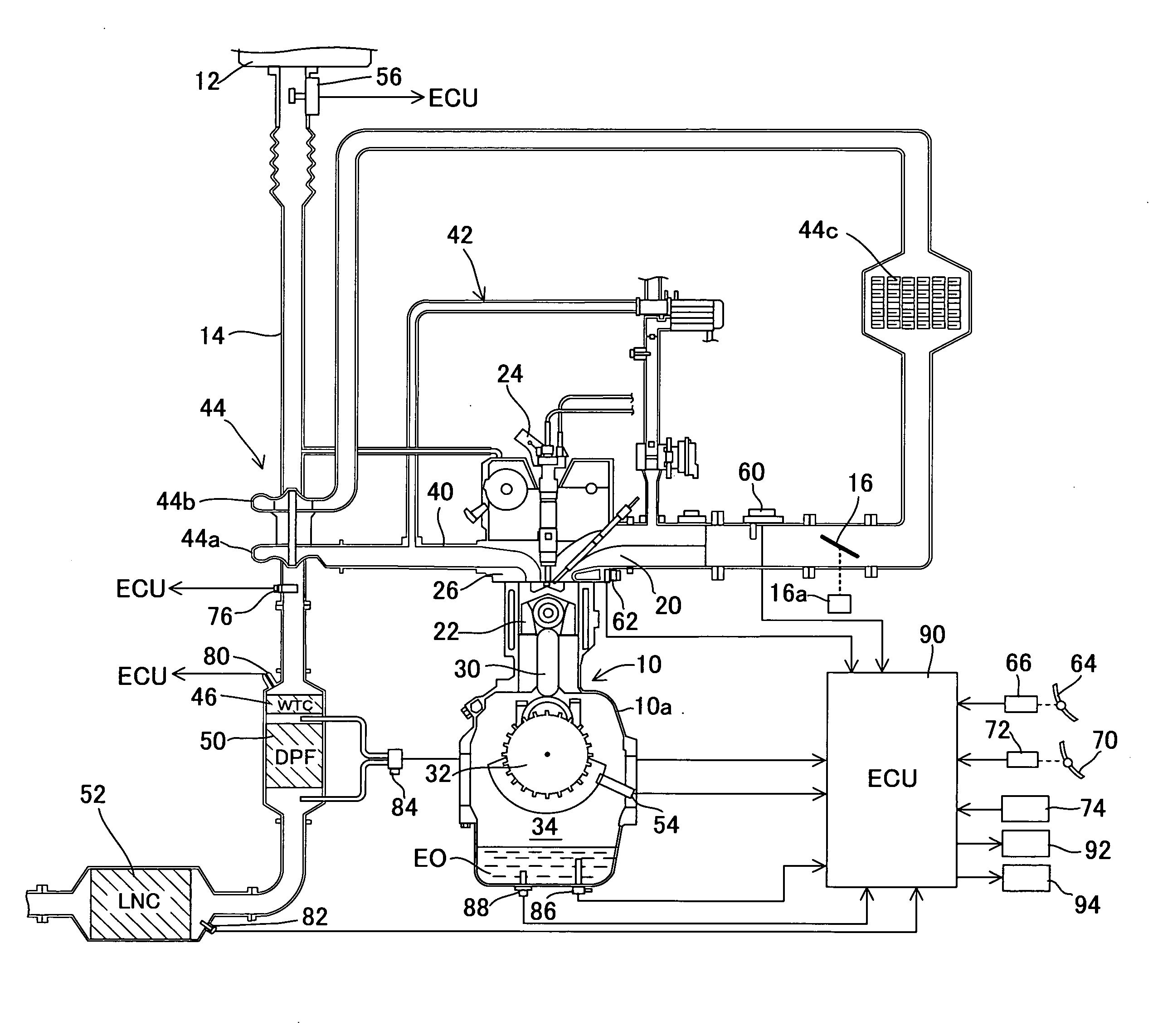 Oil level detection system of internal combustion engine