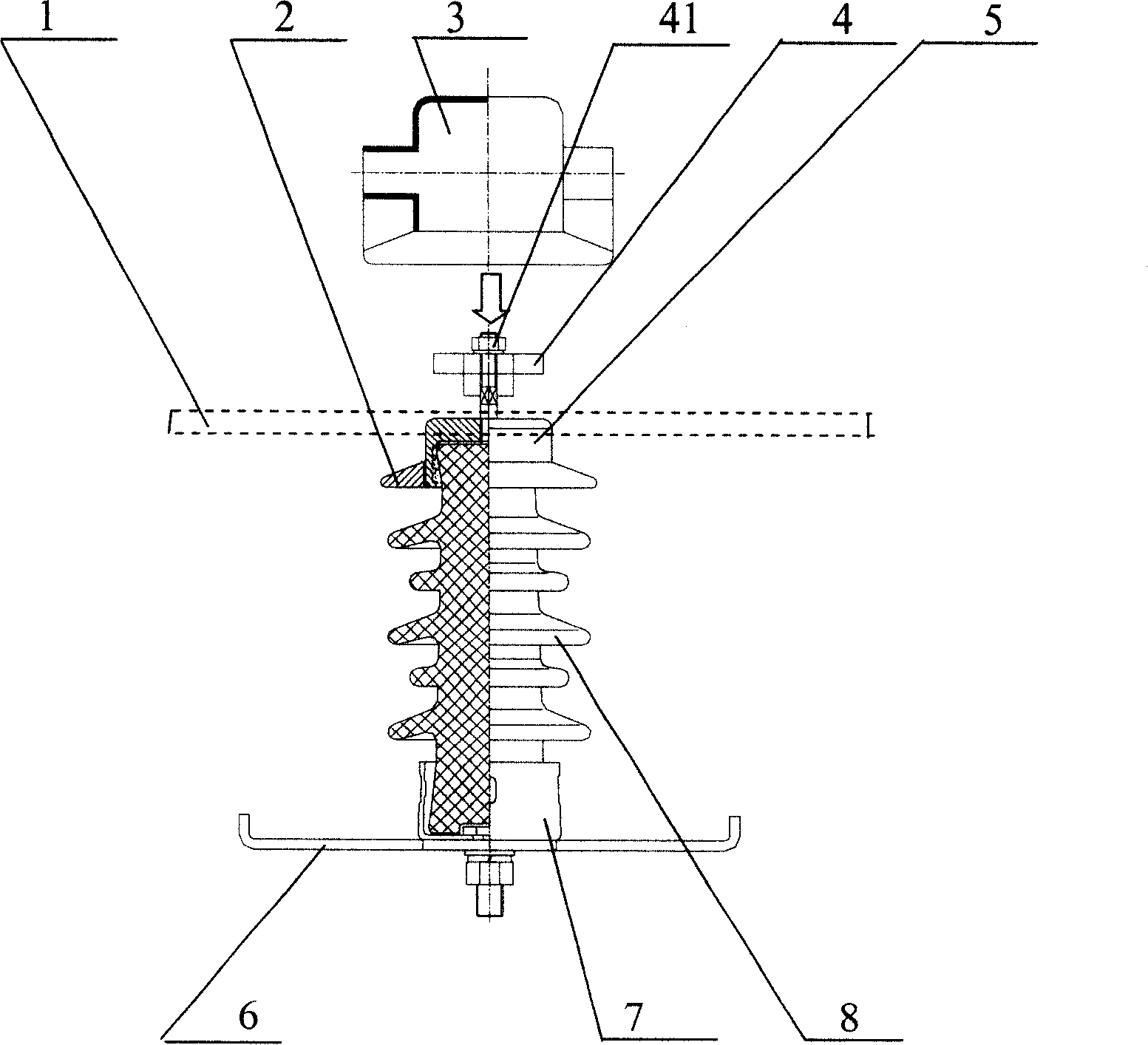 Lightning protection supporting insulator and insulated cable used with it