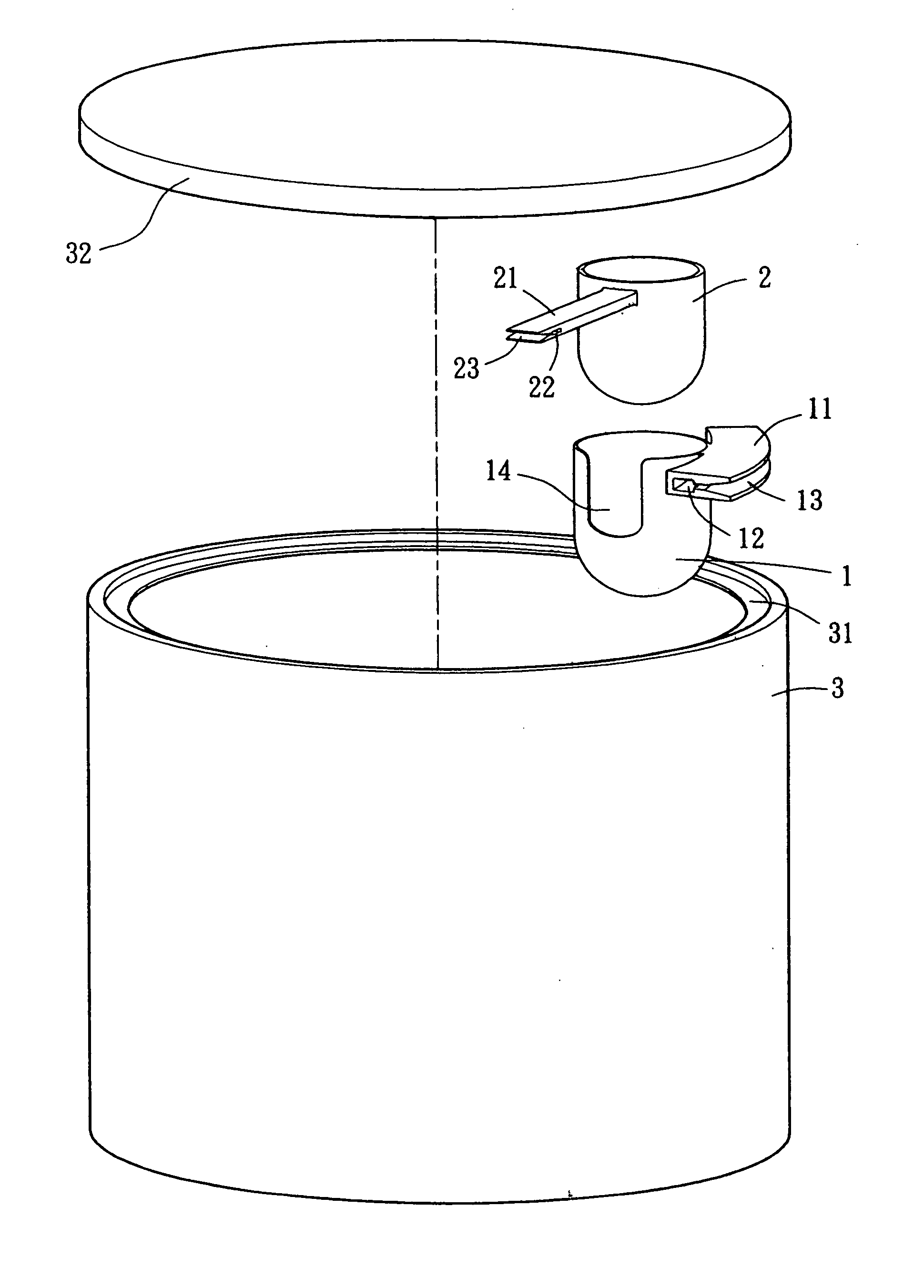 Concealed spoon in milk powder container