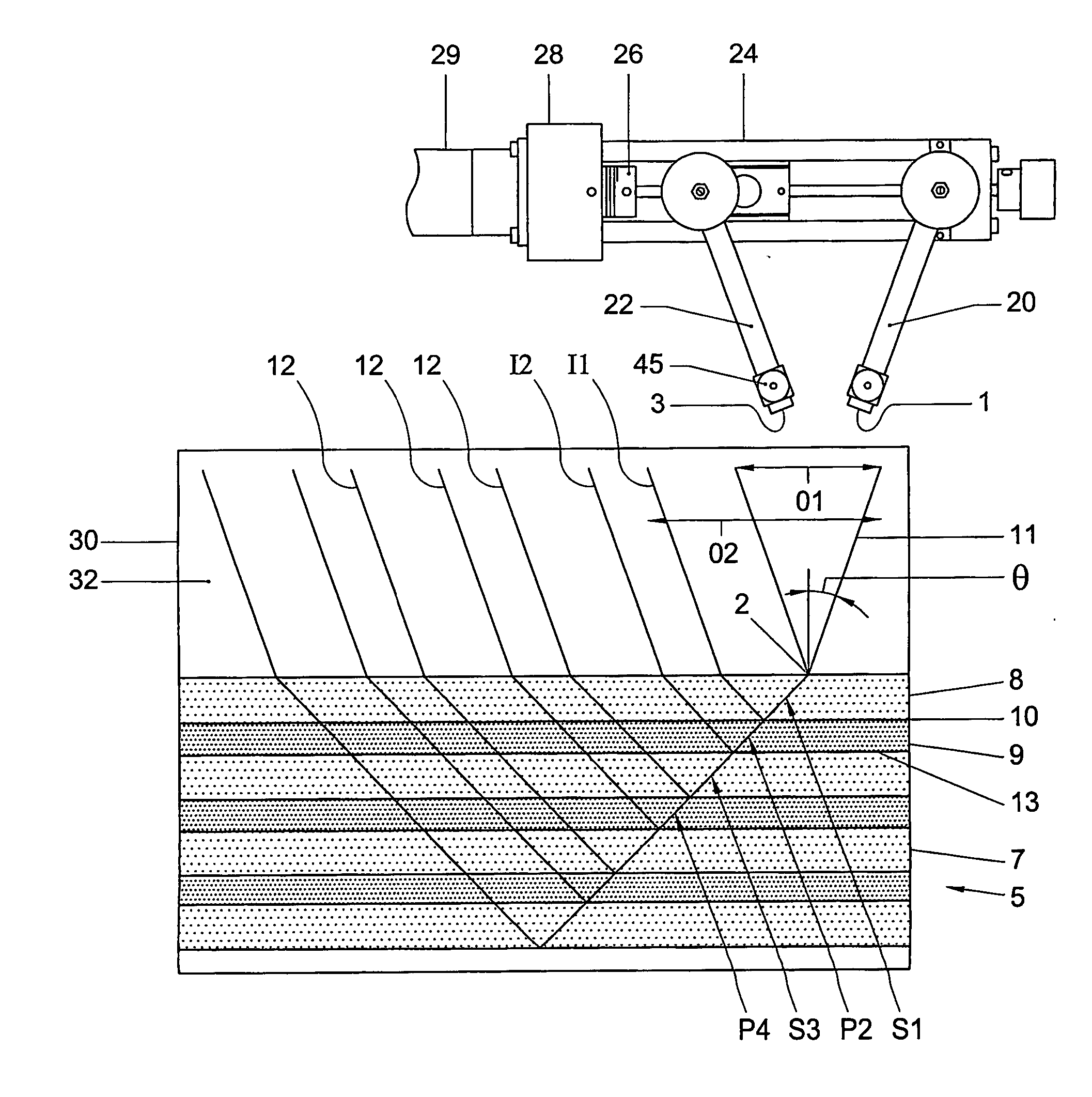 Acoustic Testing Apparatus For Testing A Laminate Material And An Acoustic Testing Method For Testing A Laminate Material