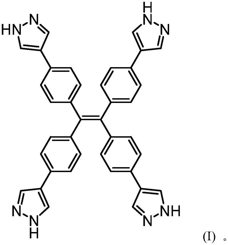 Tetraphenylethylene-based polypyrazole nitrogen-containing heterocyclic compound as well as preparation method and application thereof