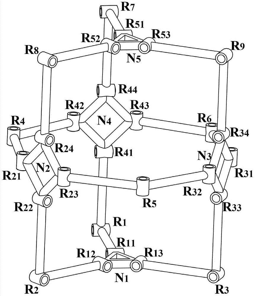 Single-degree-of-freedom moving multi-ring symmetrical coupling mechanism