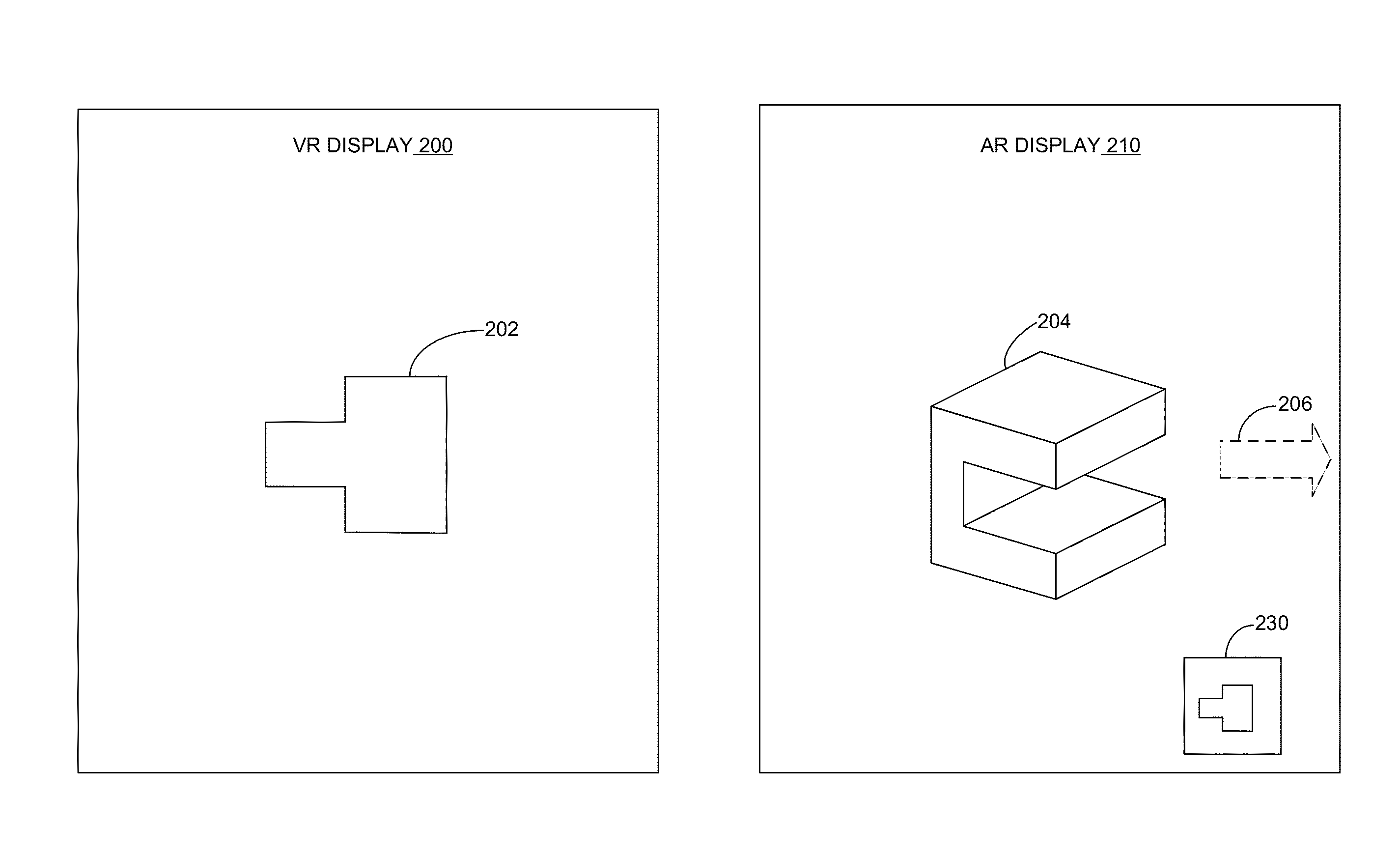 View steering in a combined virtual augmented reality system