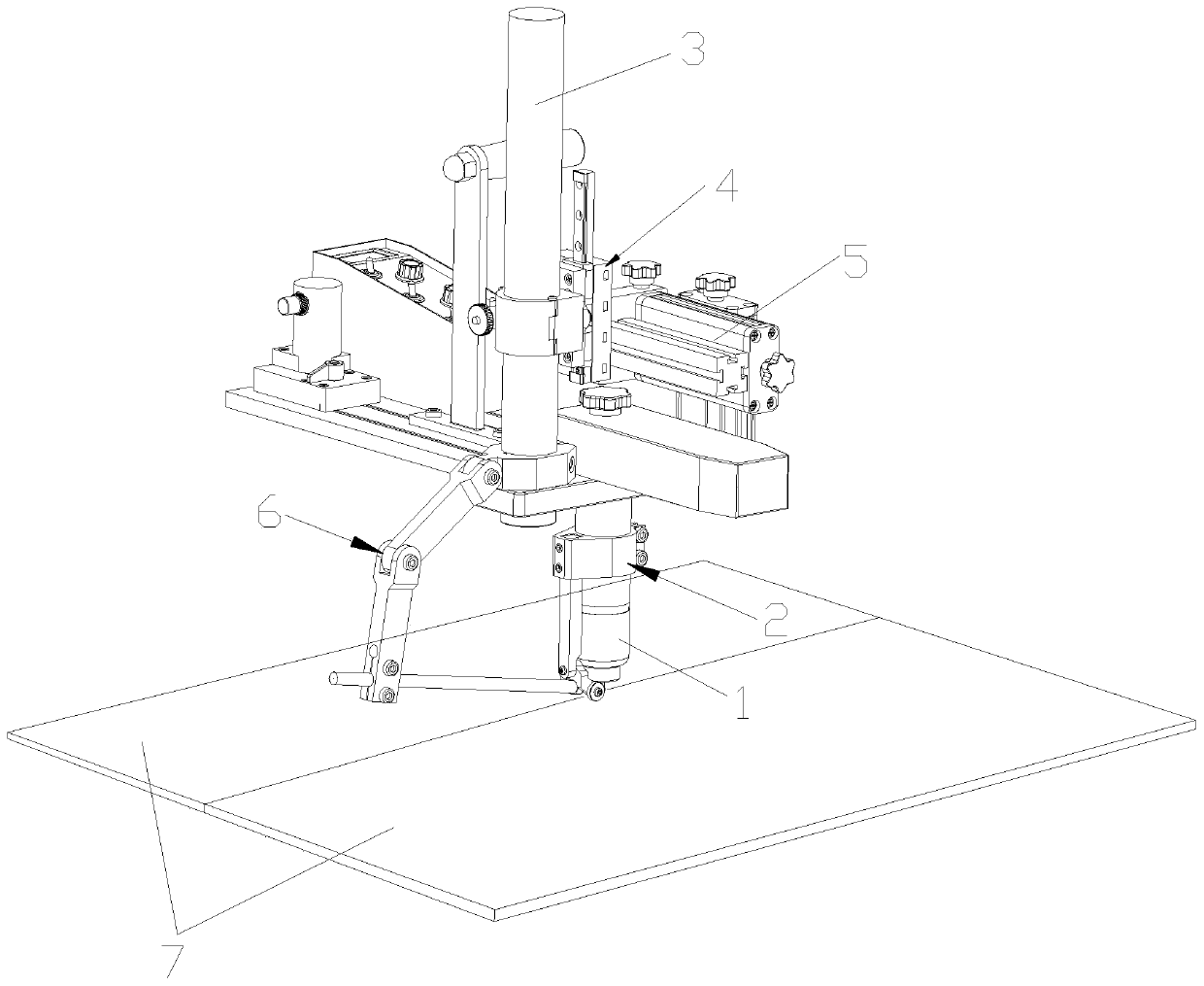 A self-adaptive adjustment device for tig welding torch height