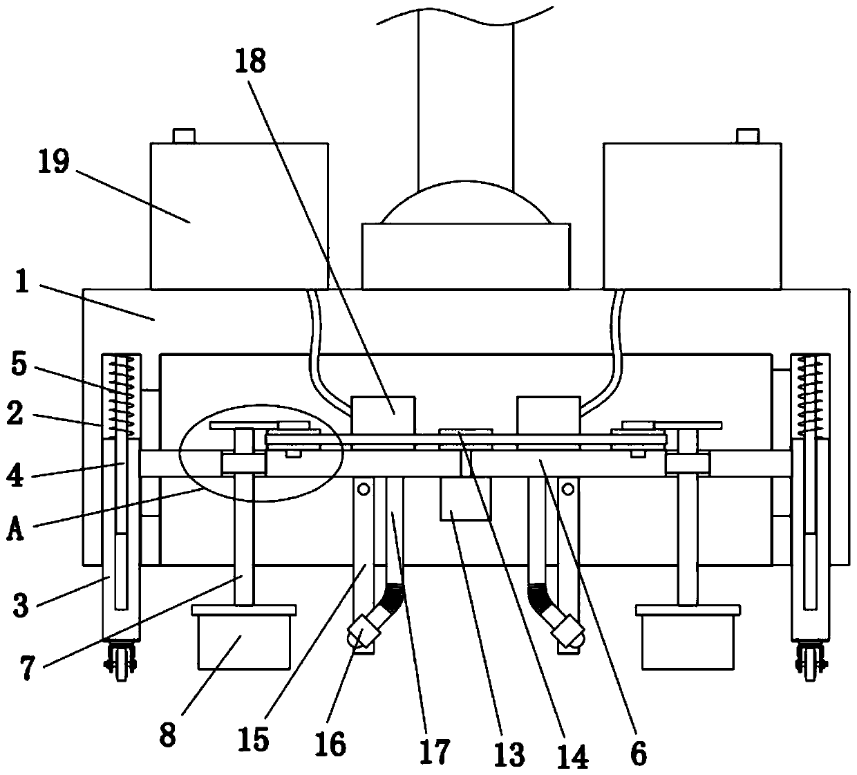 Novel sanitation-vehicle-mounted cleaning rack