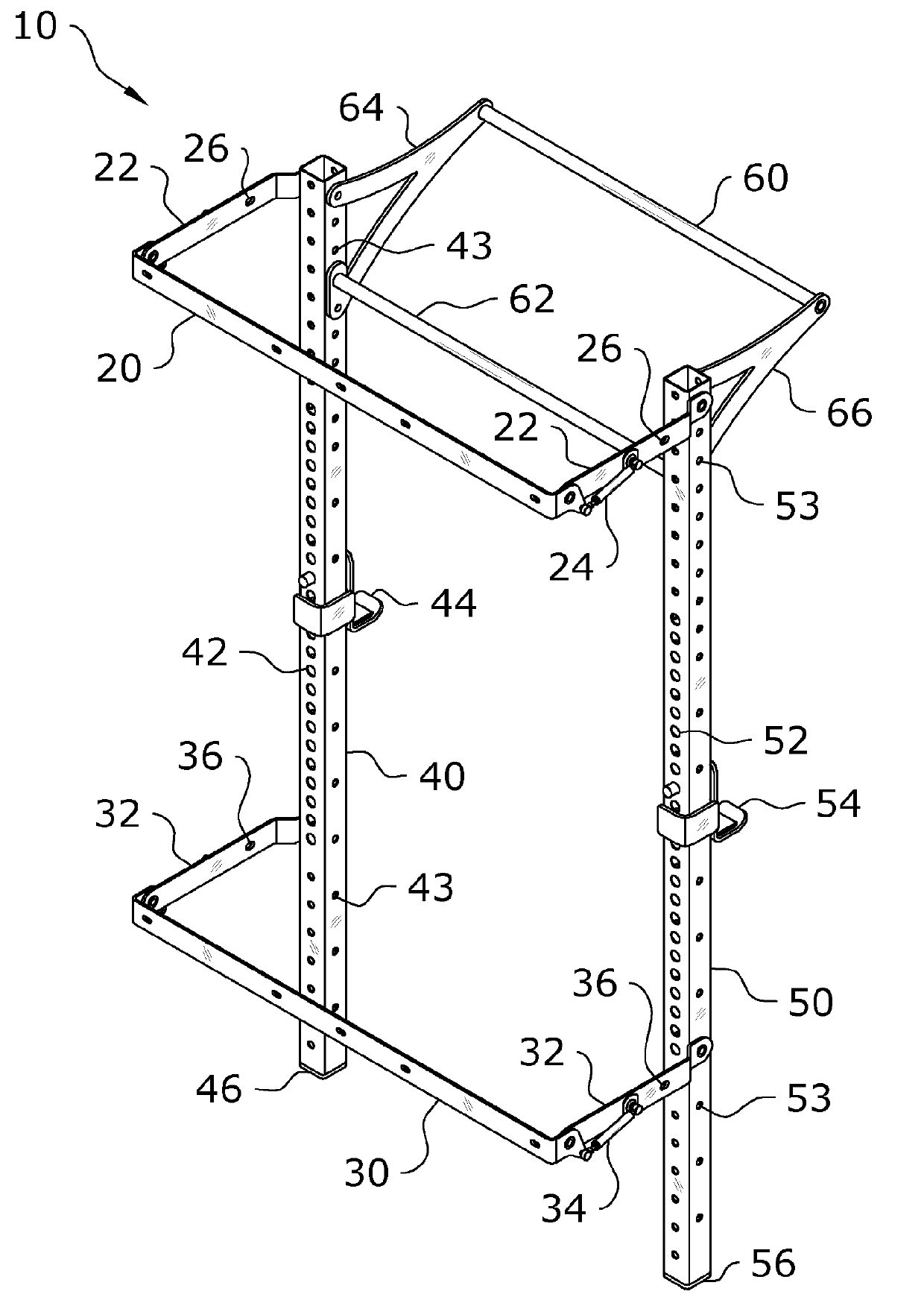 Retractable wall mounted exercise rack system