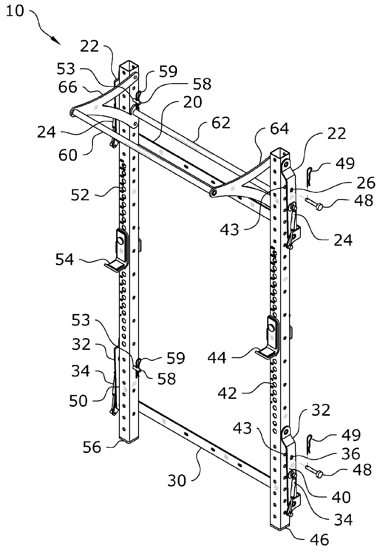 Retractable wall mounted exercise rack system