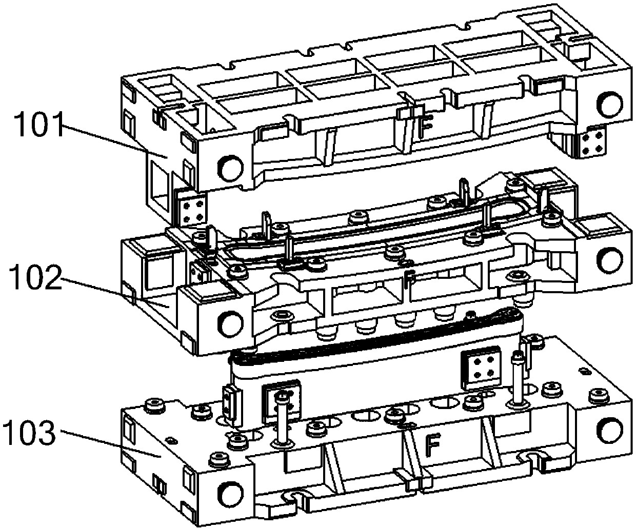 Engine cover punching and liquid filling combined forming technology die and engine cover forming method