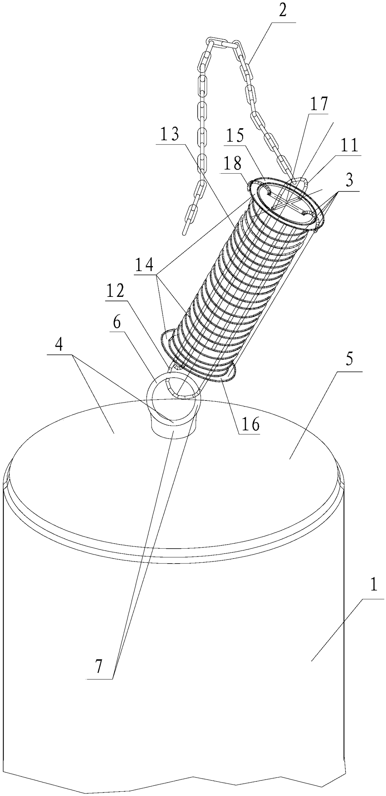 Connecting system for dust removal cloth bag fixation