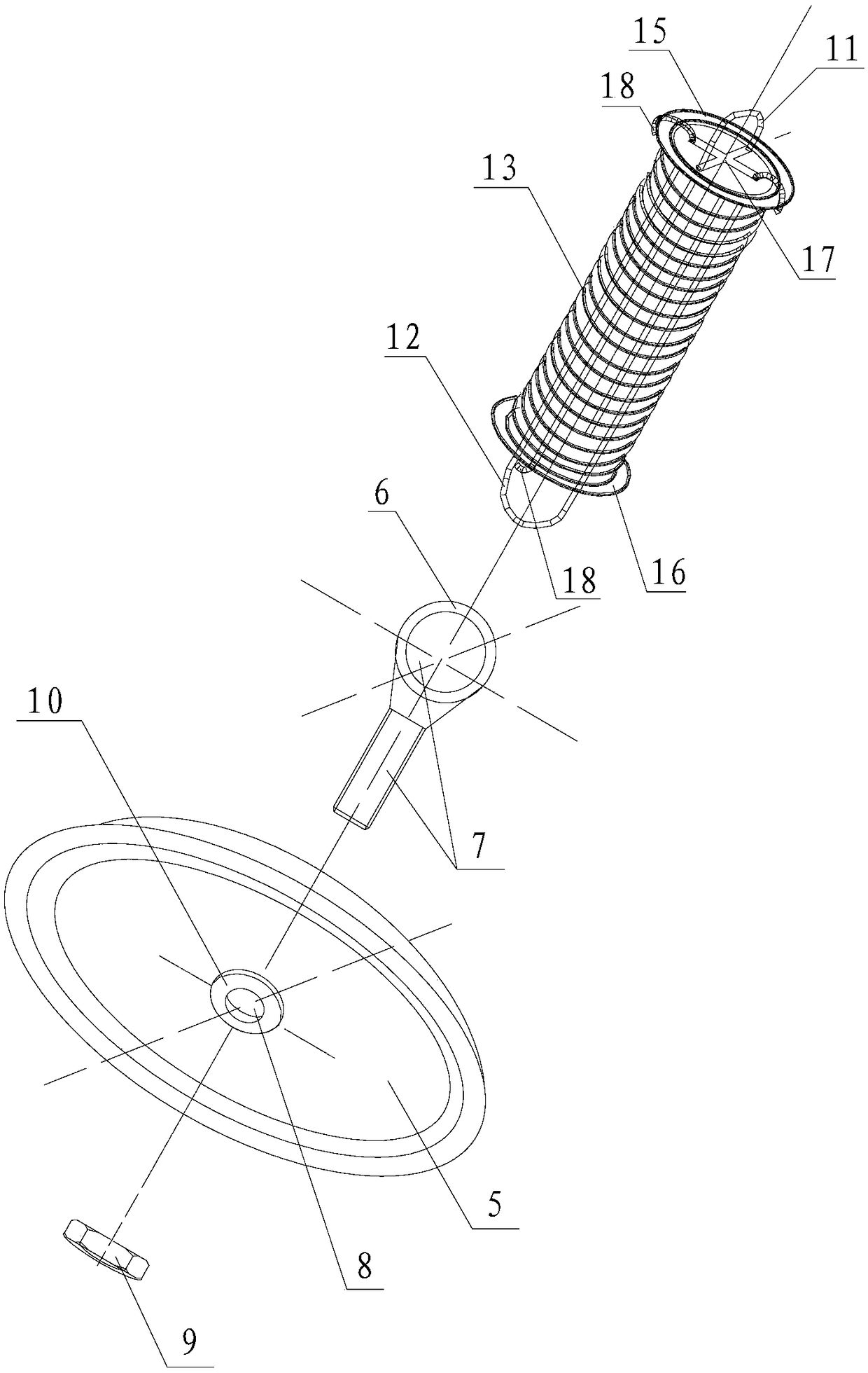 Connecting system for dust removal cloth bag fixation