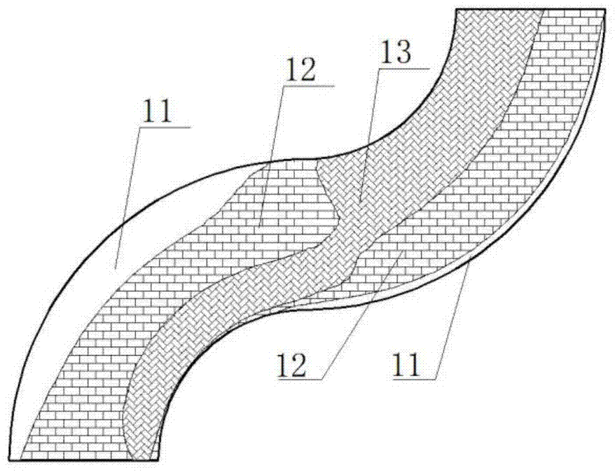 A wear-resistant S-shaped pipe elbow and a wear-resistant treatment method for the elbow