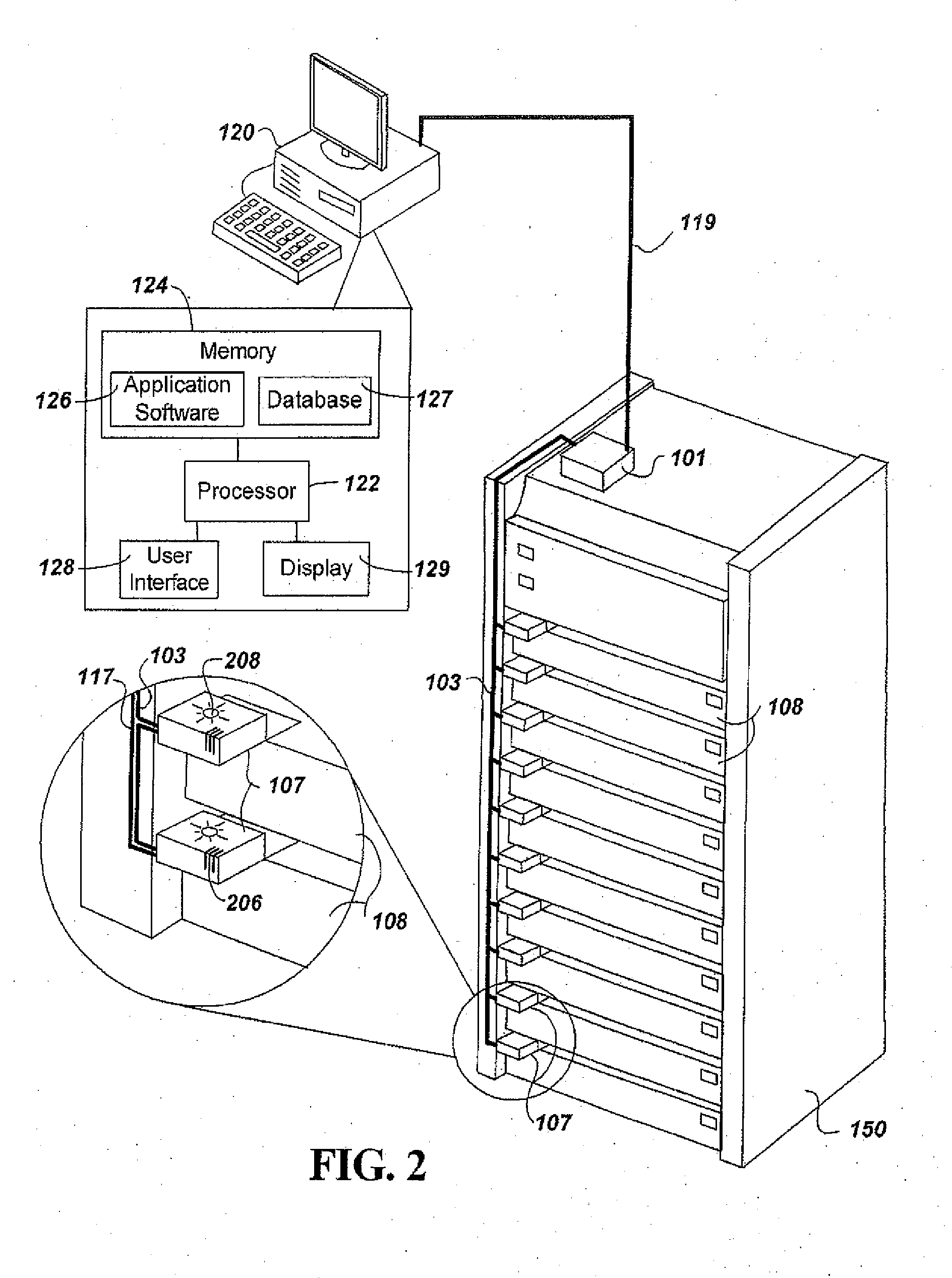 Data center server location and monitoring system