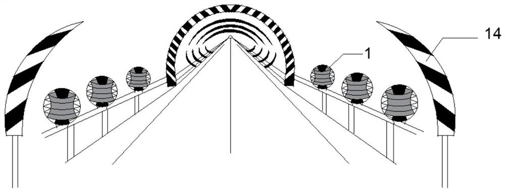 Expressway tunnel group guiding setting system based on psychological rotation