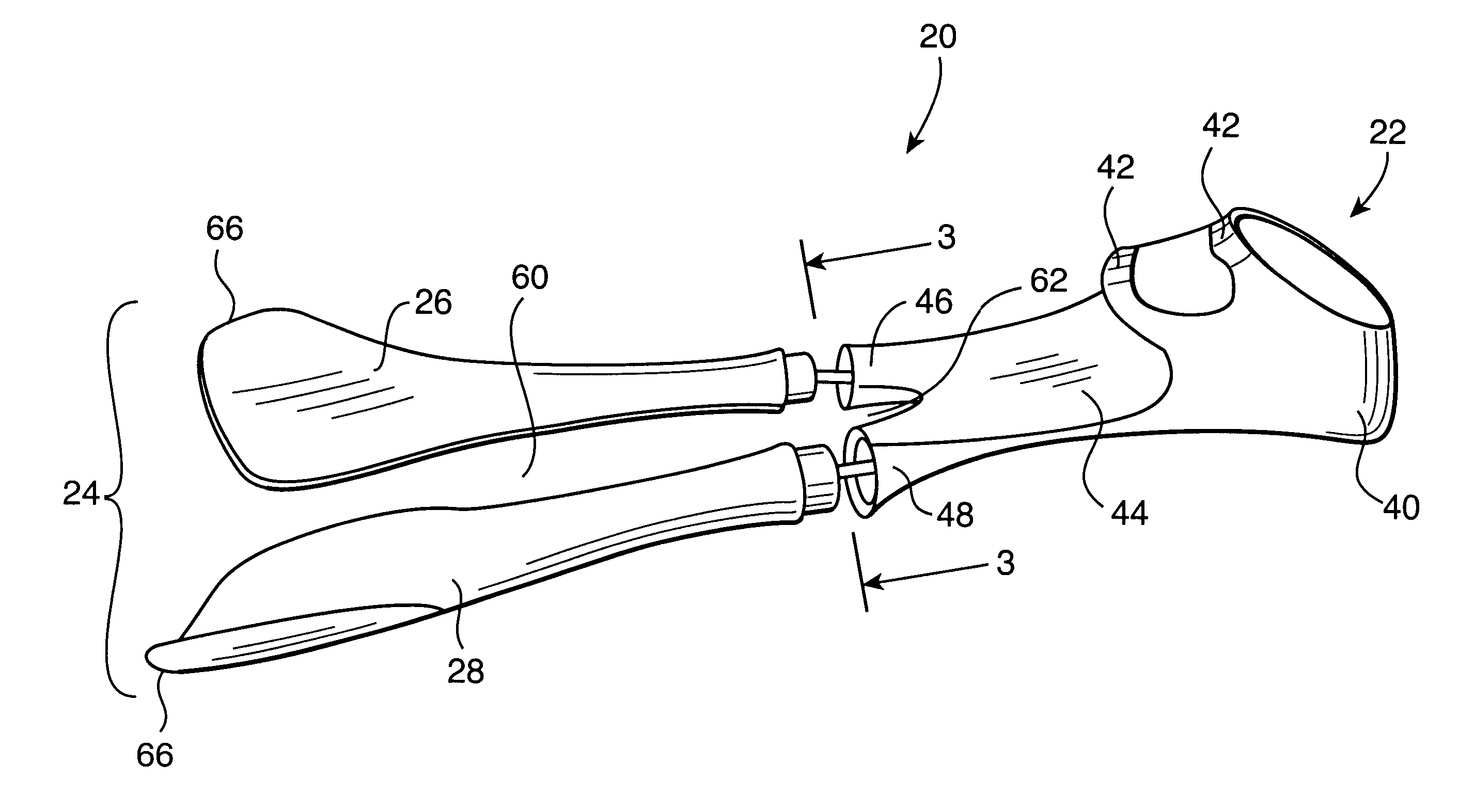 Swim fin having articulated wing members