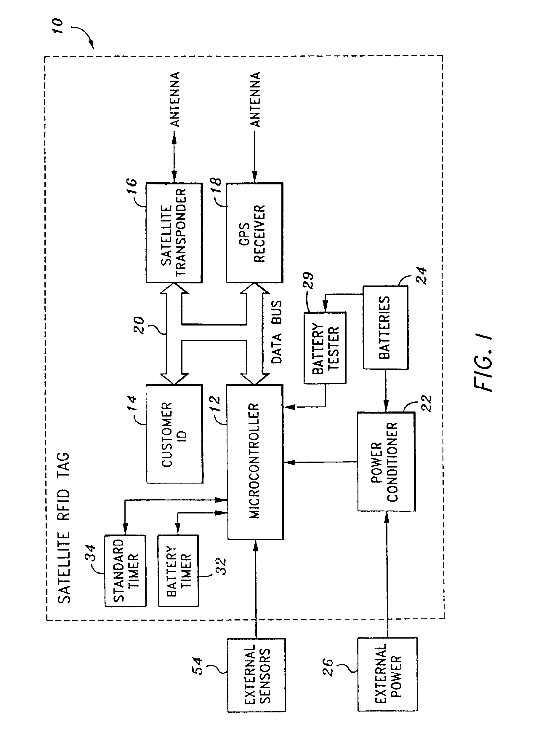 Energy conserving satellite tracking tag