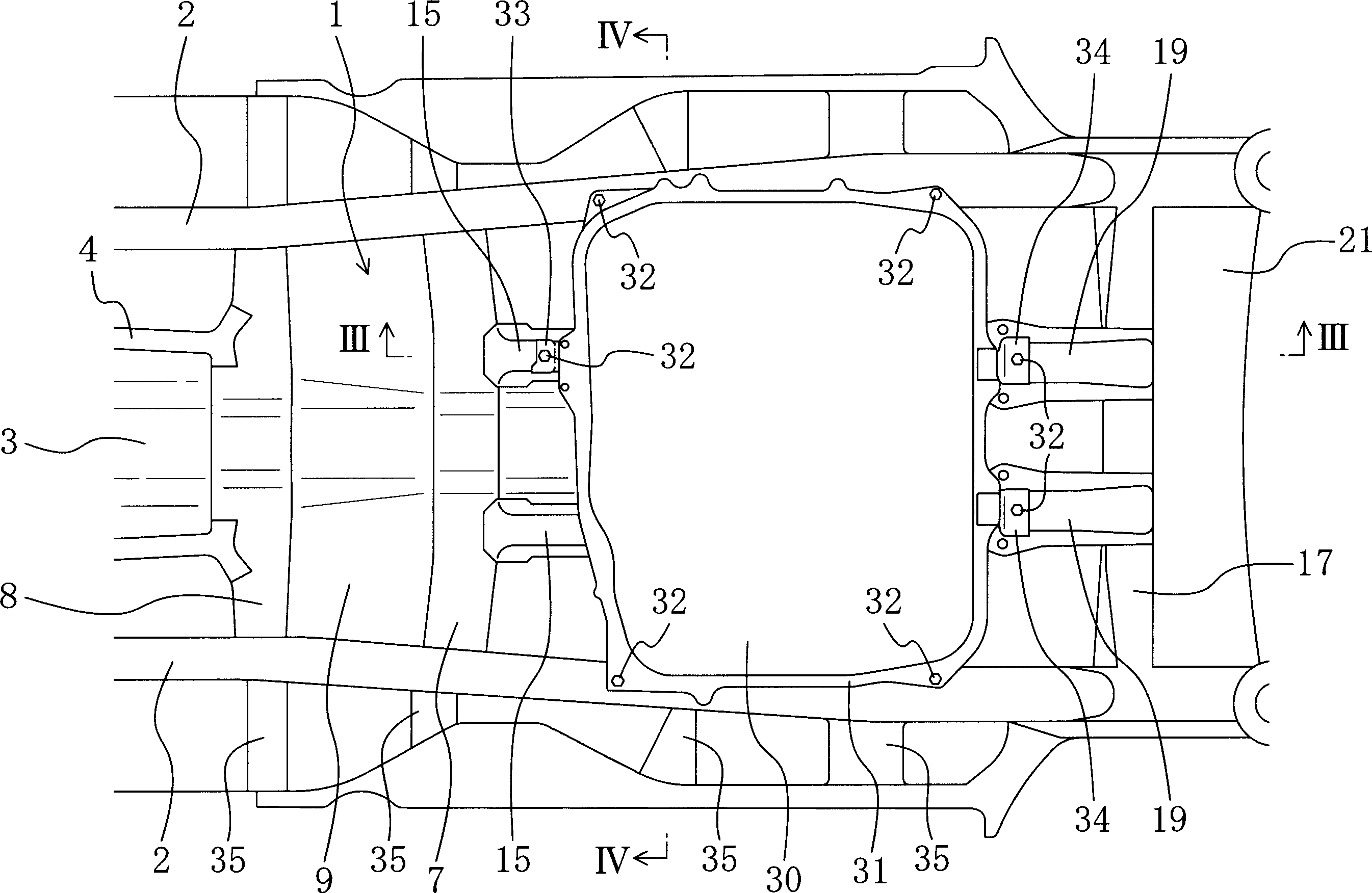 Support structure of vehicle fuel cell