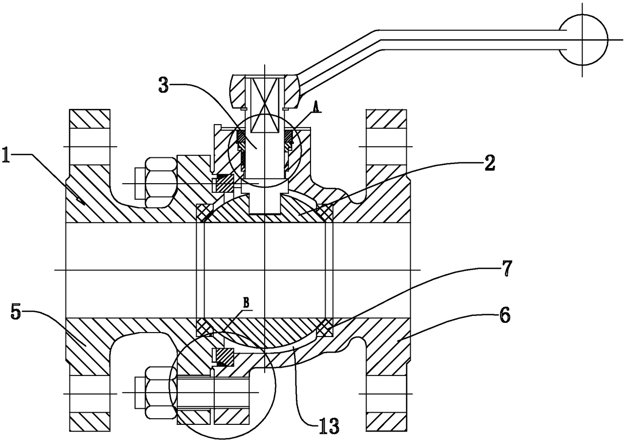 Ball valve with valve body self-sealing mechanism