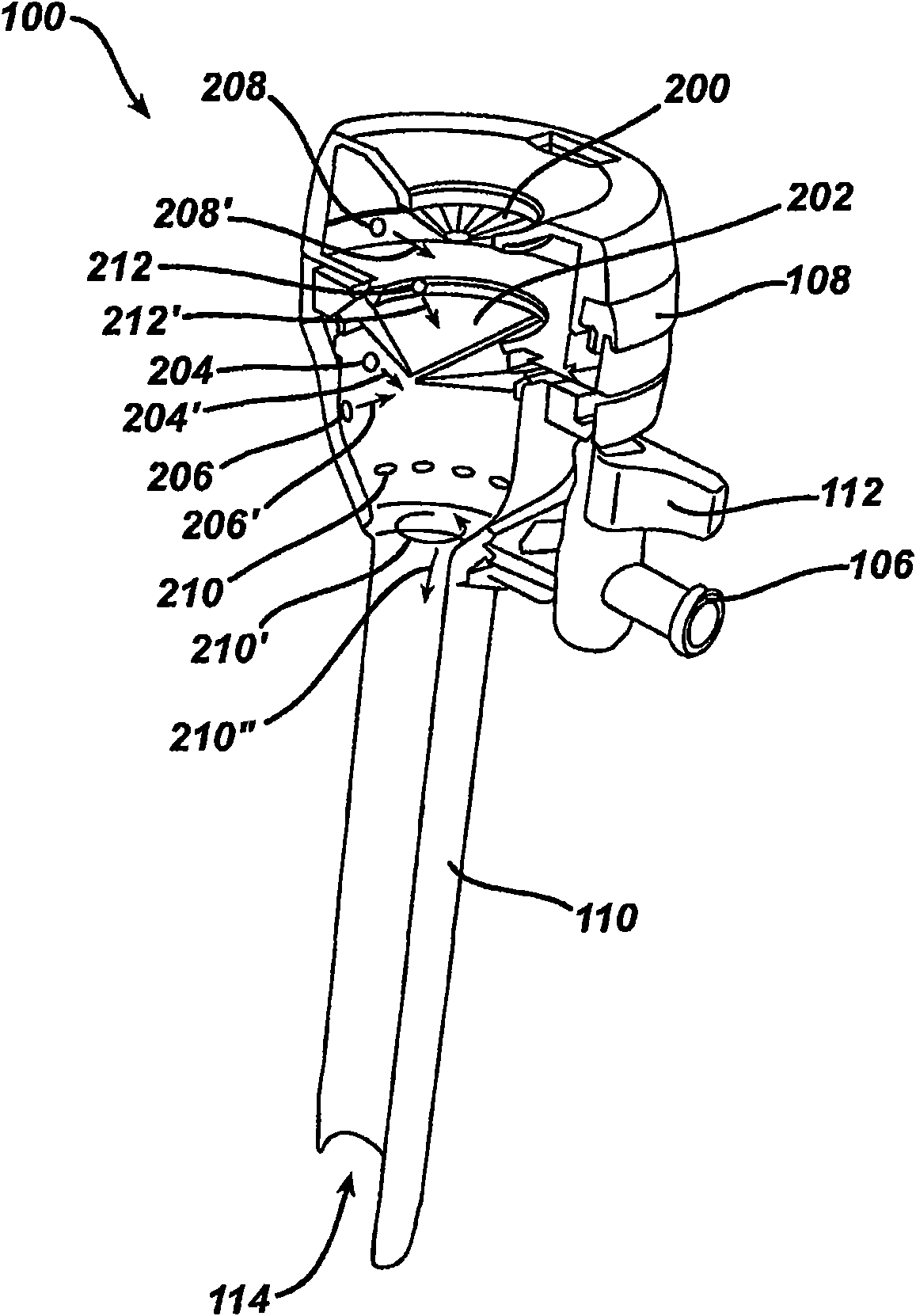 Gas jet fluid removing device and method in a trocar