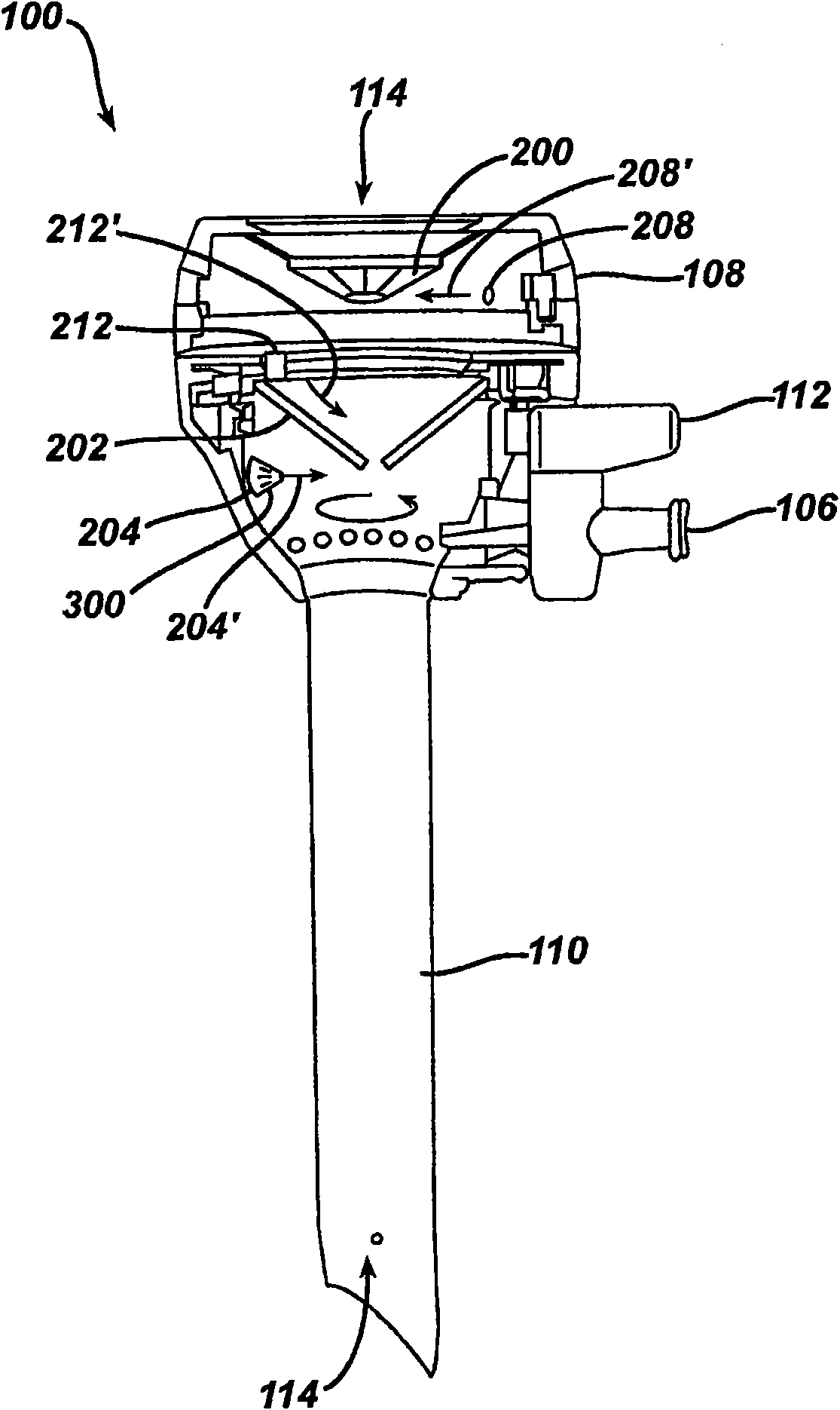 Gas jet fluid removing device and method in a trocar