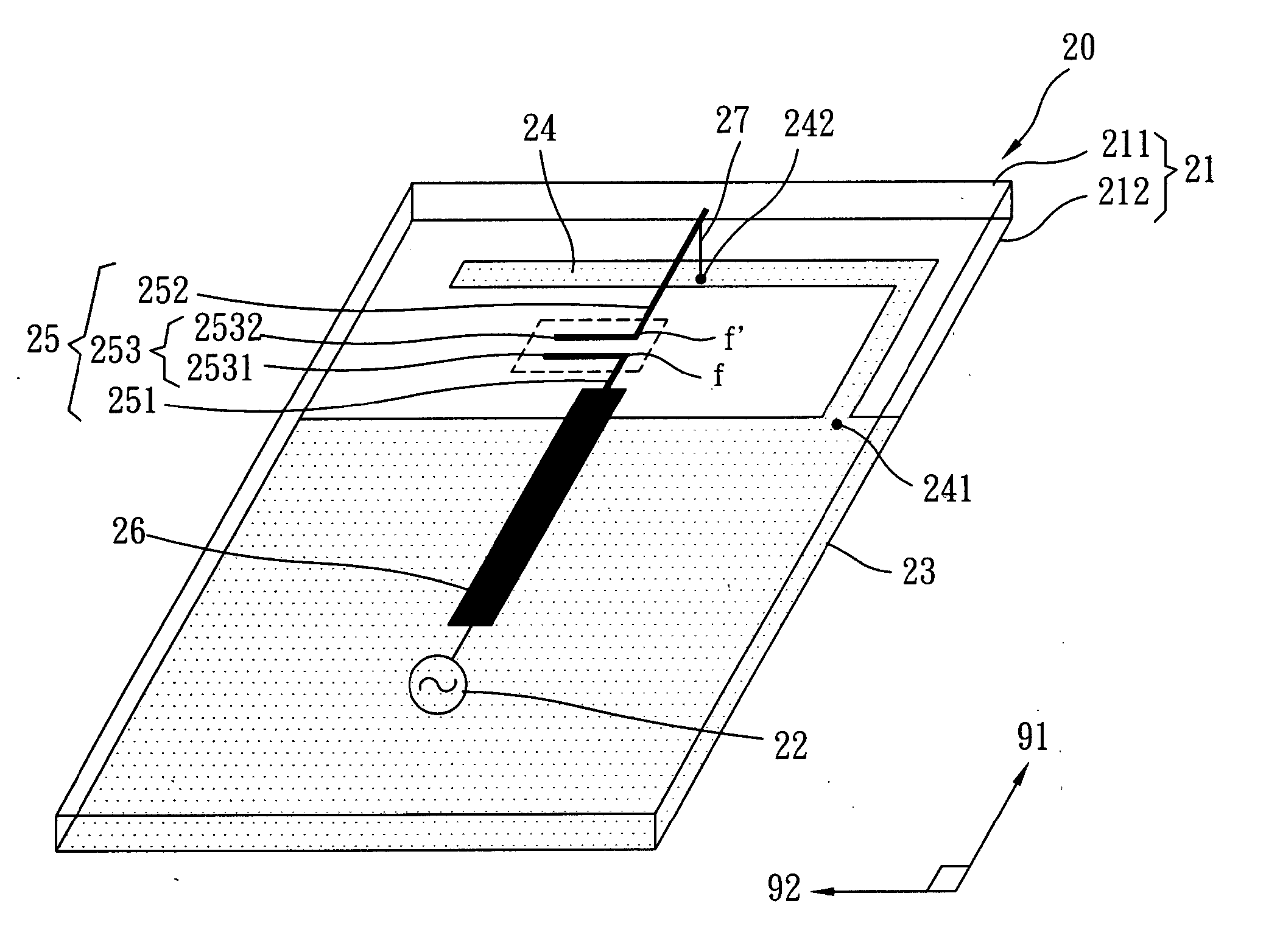 Coupled-fed antenna device