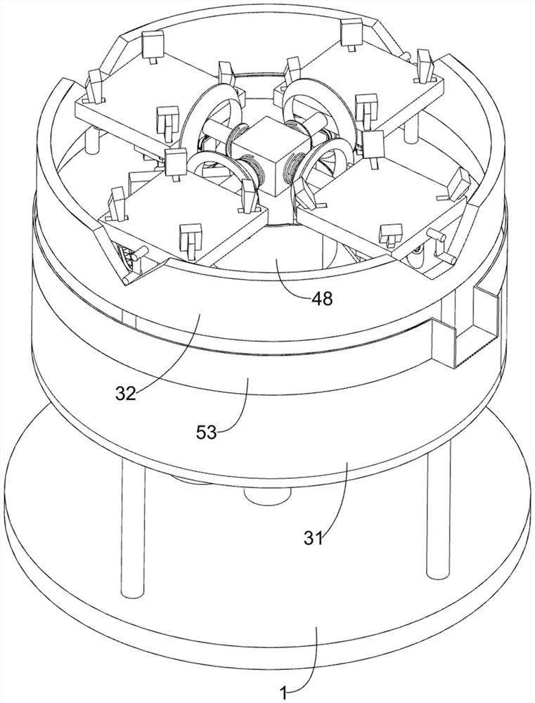 A multi-machine workpiece clamping device capable of removing iron scraps for combined machining