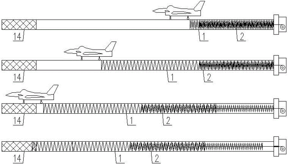 Device and method for ejecting shipboard aircraft by combining secondary springs