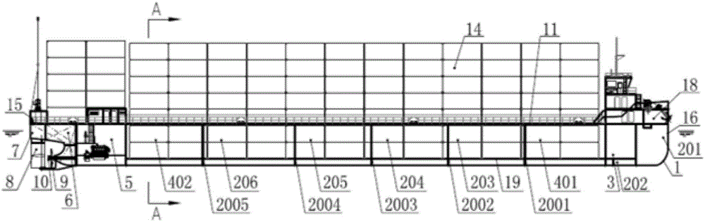 Large energy-saving green river container ship