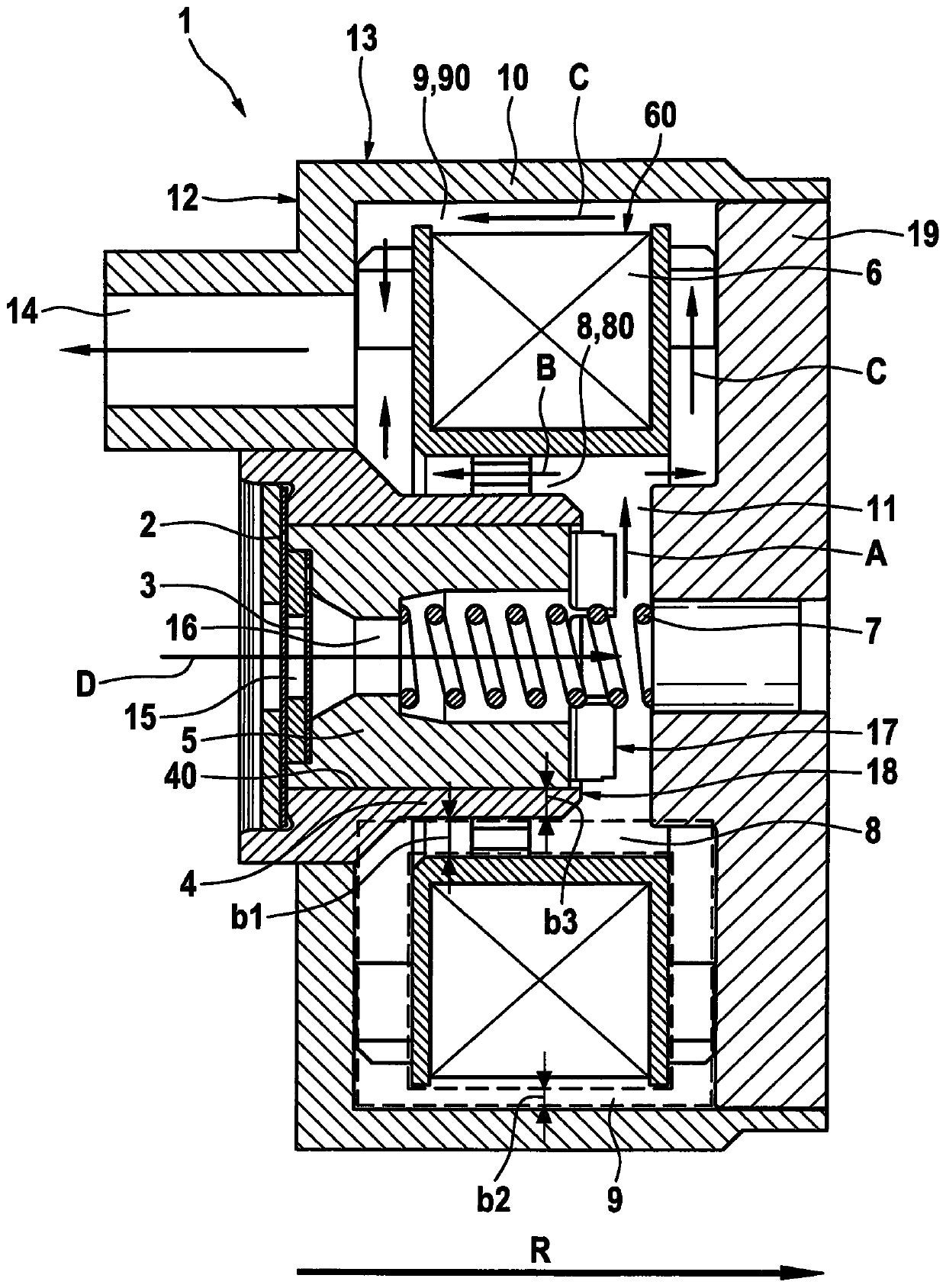 Fuel pump with outlet valve in piston and fuel path of flushing actuator