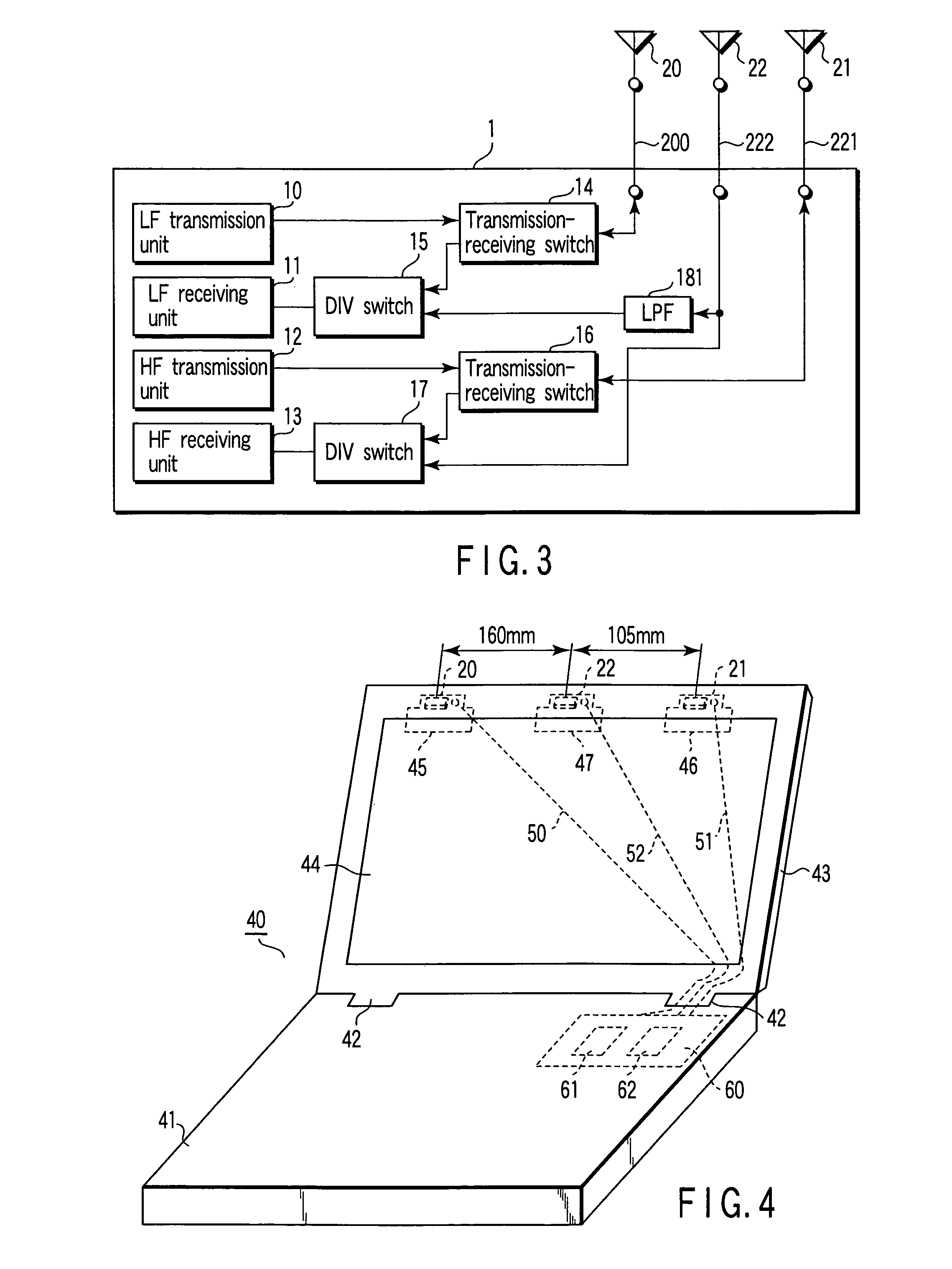 Antenna structure for electronic device with wireless communication unit