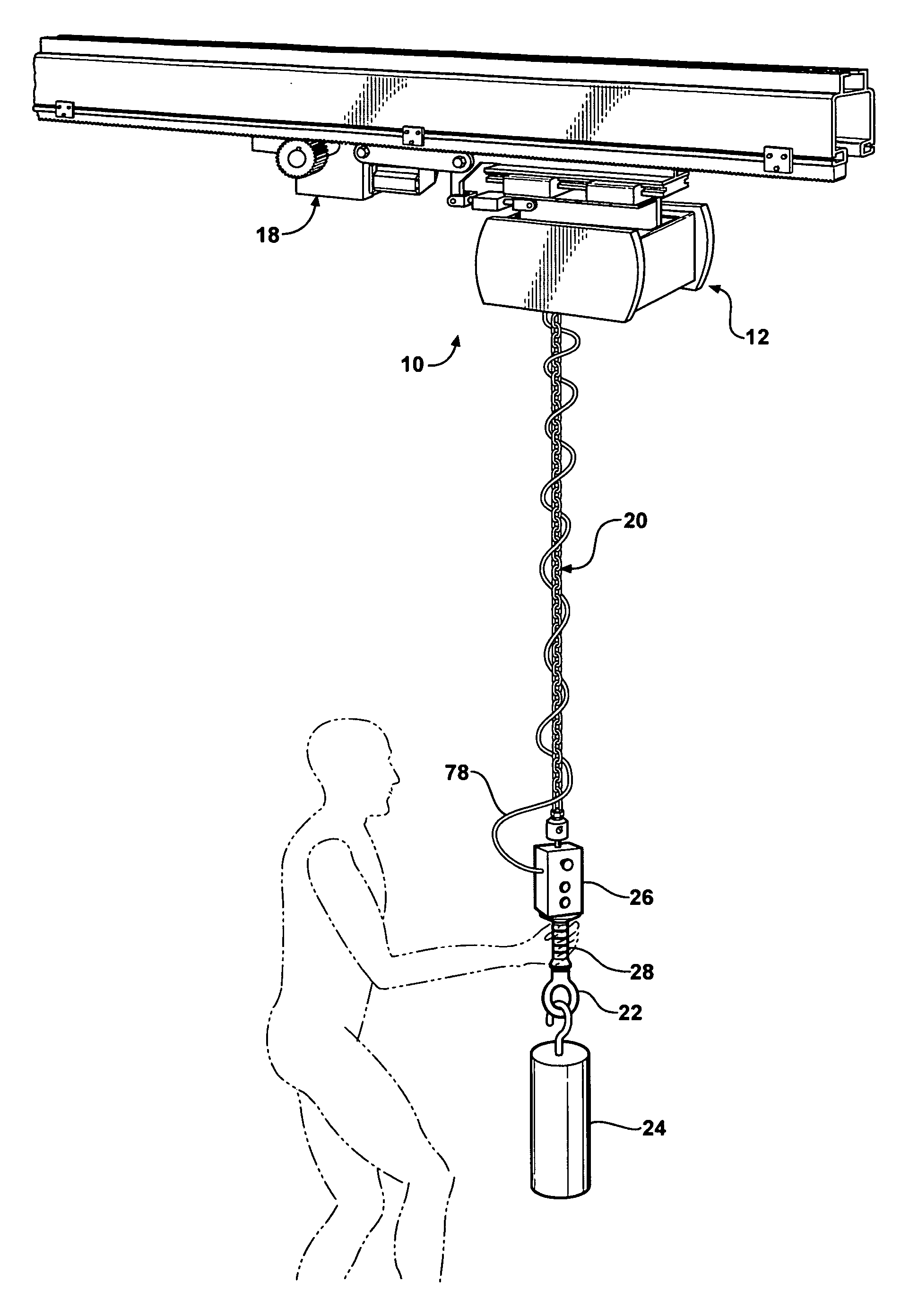 Electric motor driven traversing balancer hoist