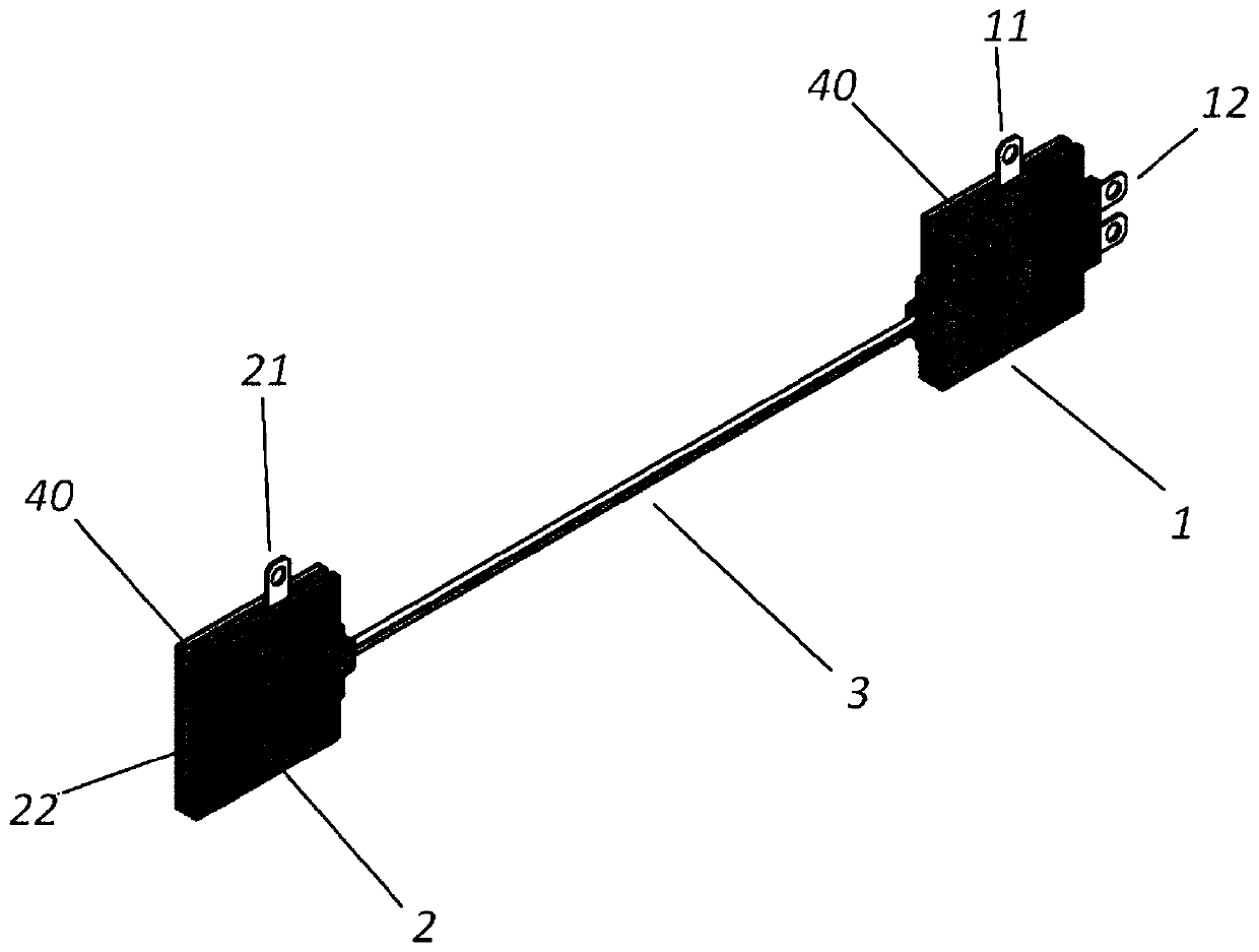 Power connector dedicated to heating film