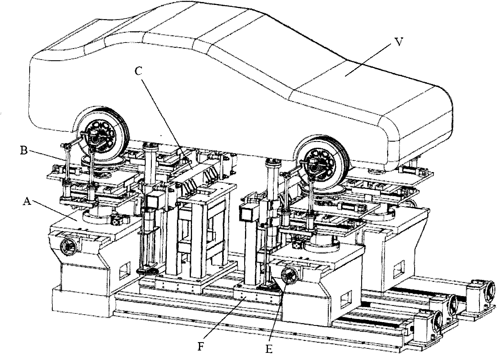 Kinematics and total working condition elastic tester of suspension bracket