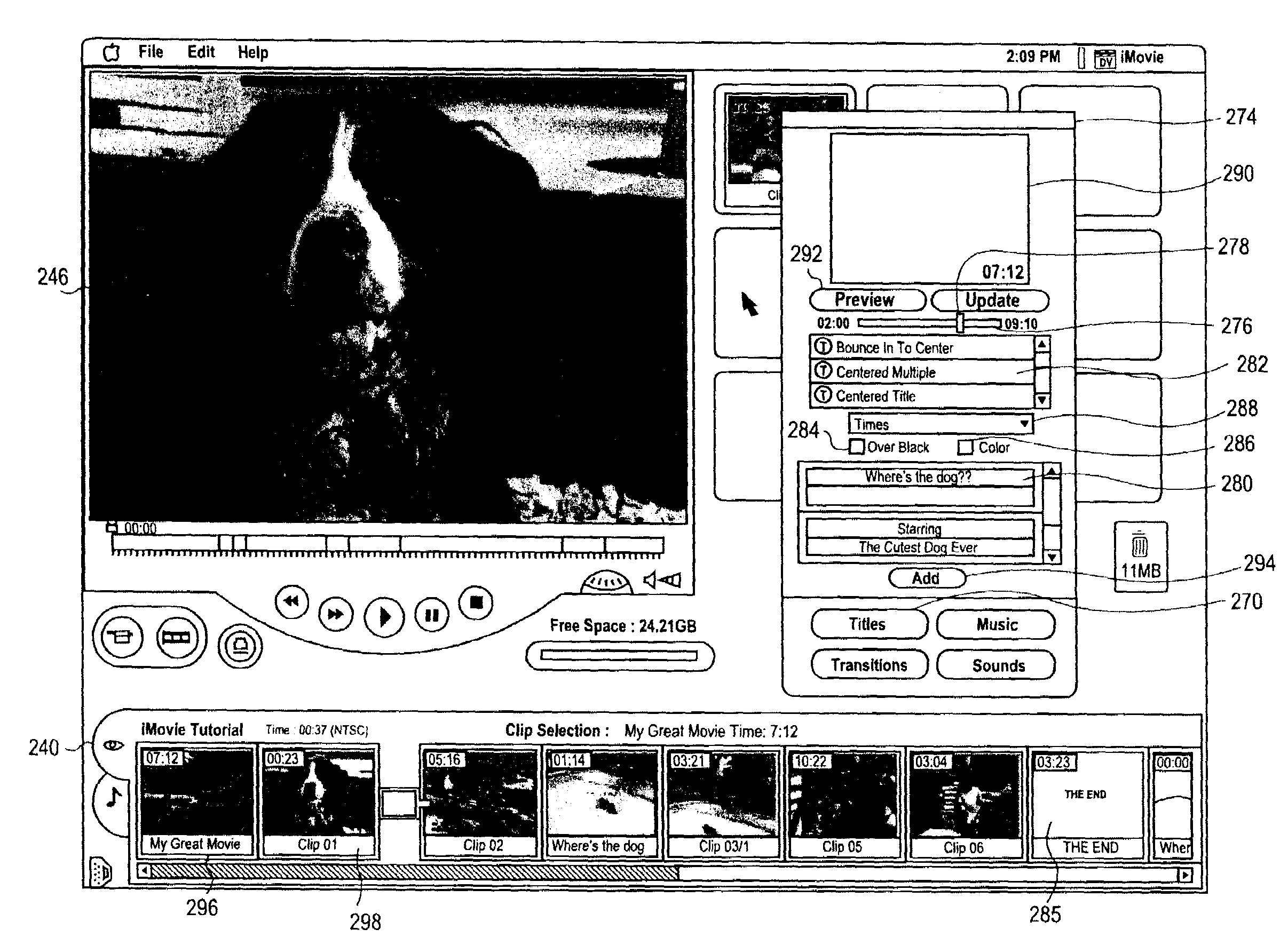 Integrated time line for editing