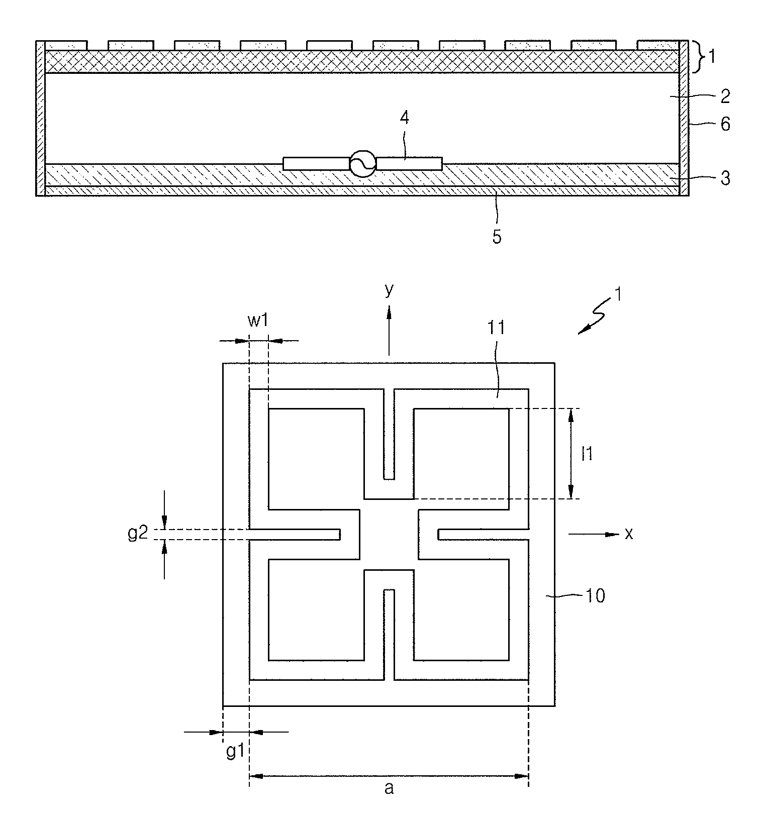 Antenna having metamaterial superstrate and providing gain improvement and beamforming together