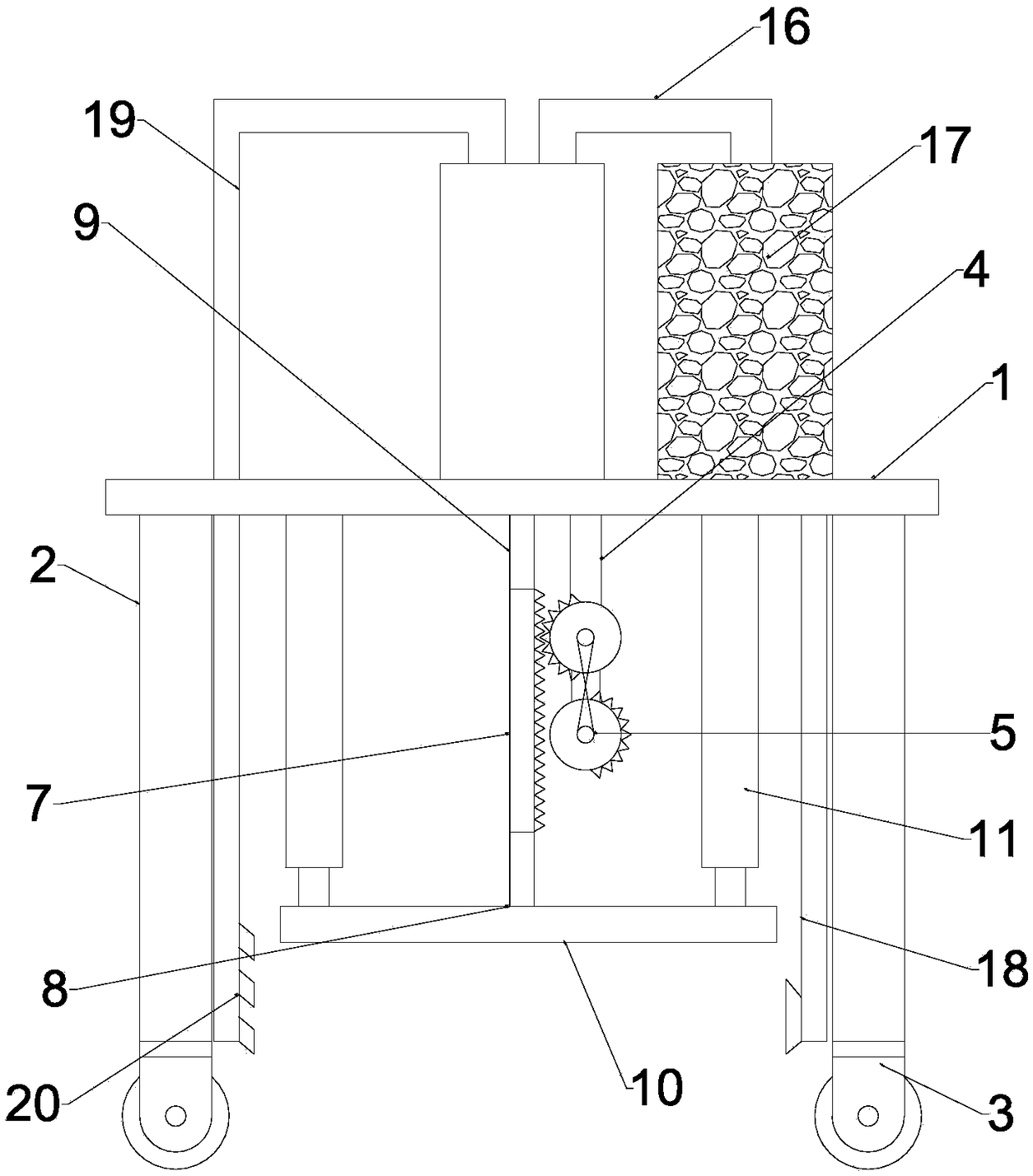 Cyclic continuous cleaning and compacting device for road surface