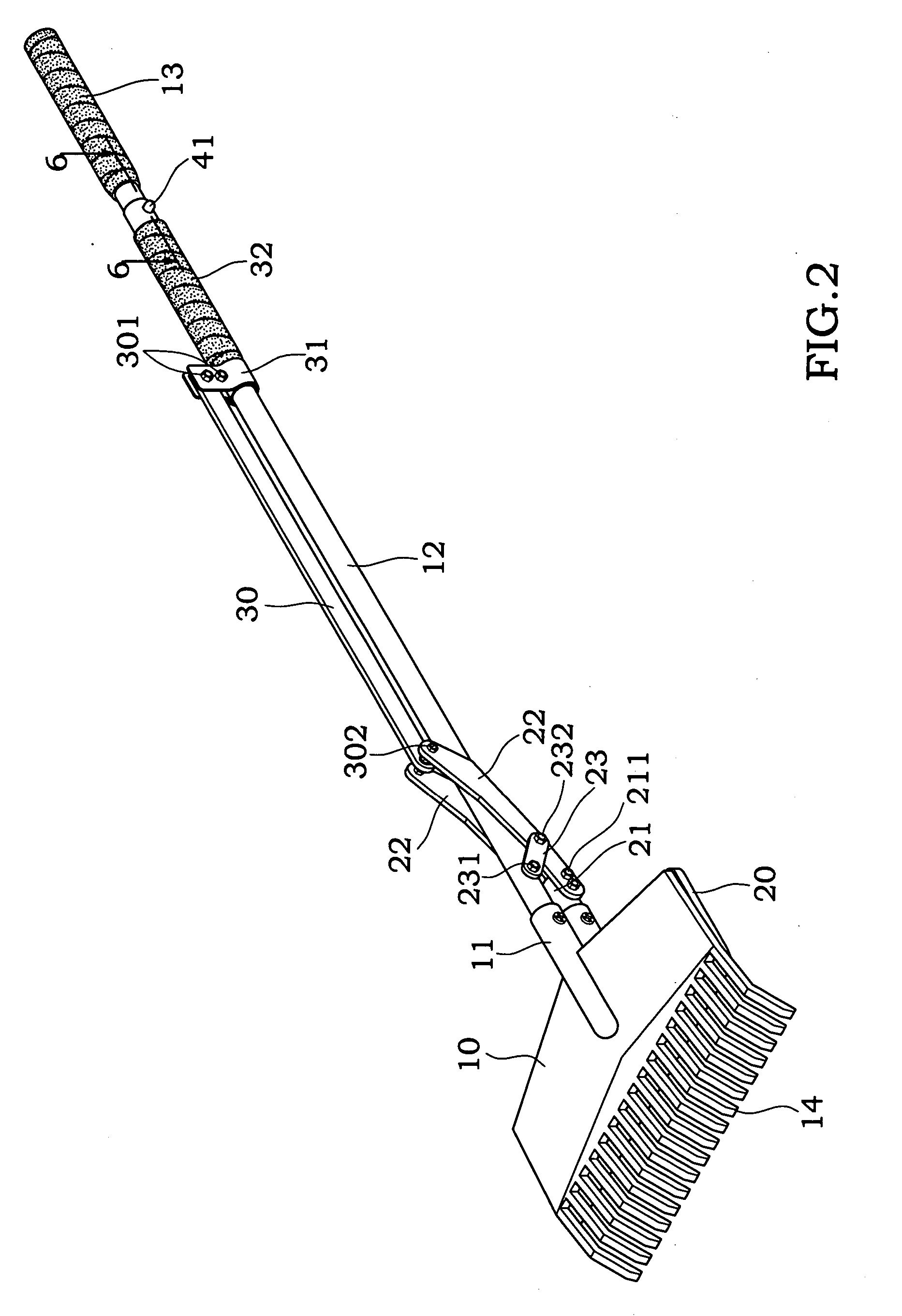 Rake assembly with pickup function