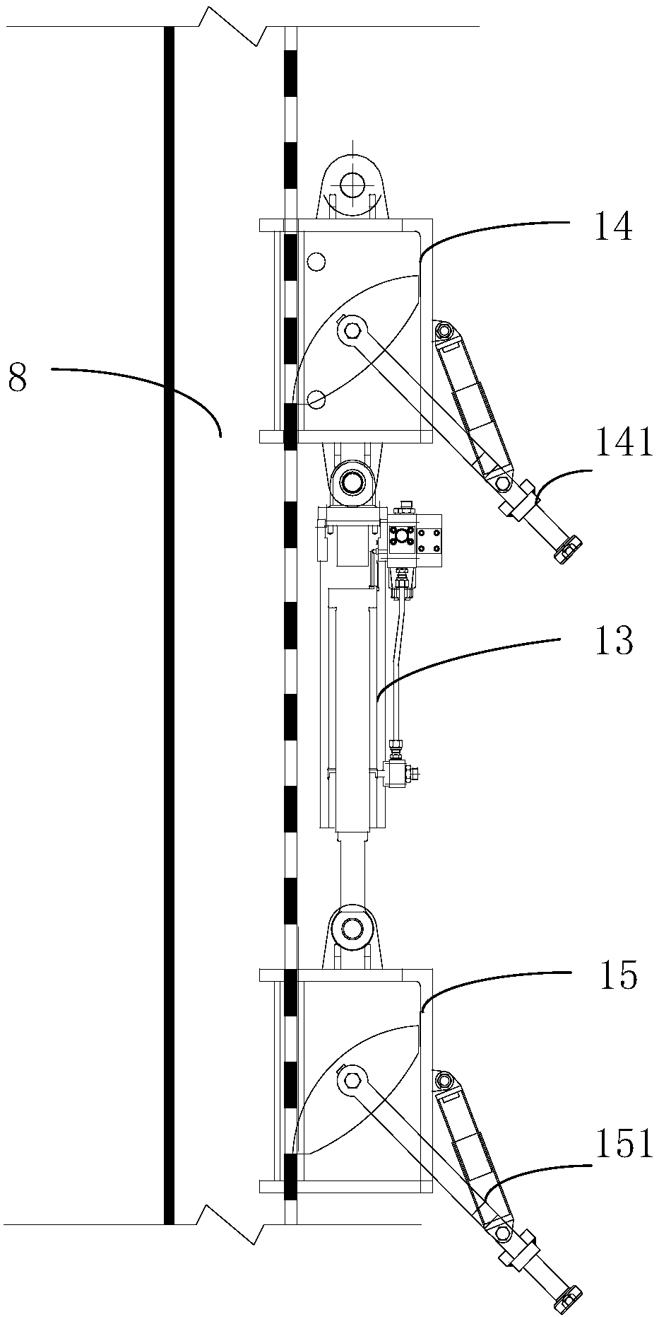 Door-type self-adaptive telescopic hydraulic climbing platform system and climbing method thereof