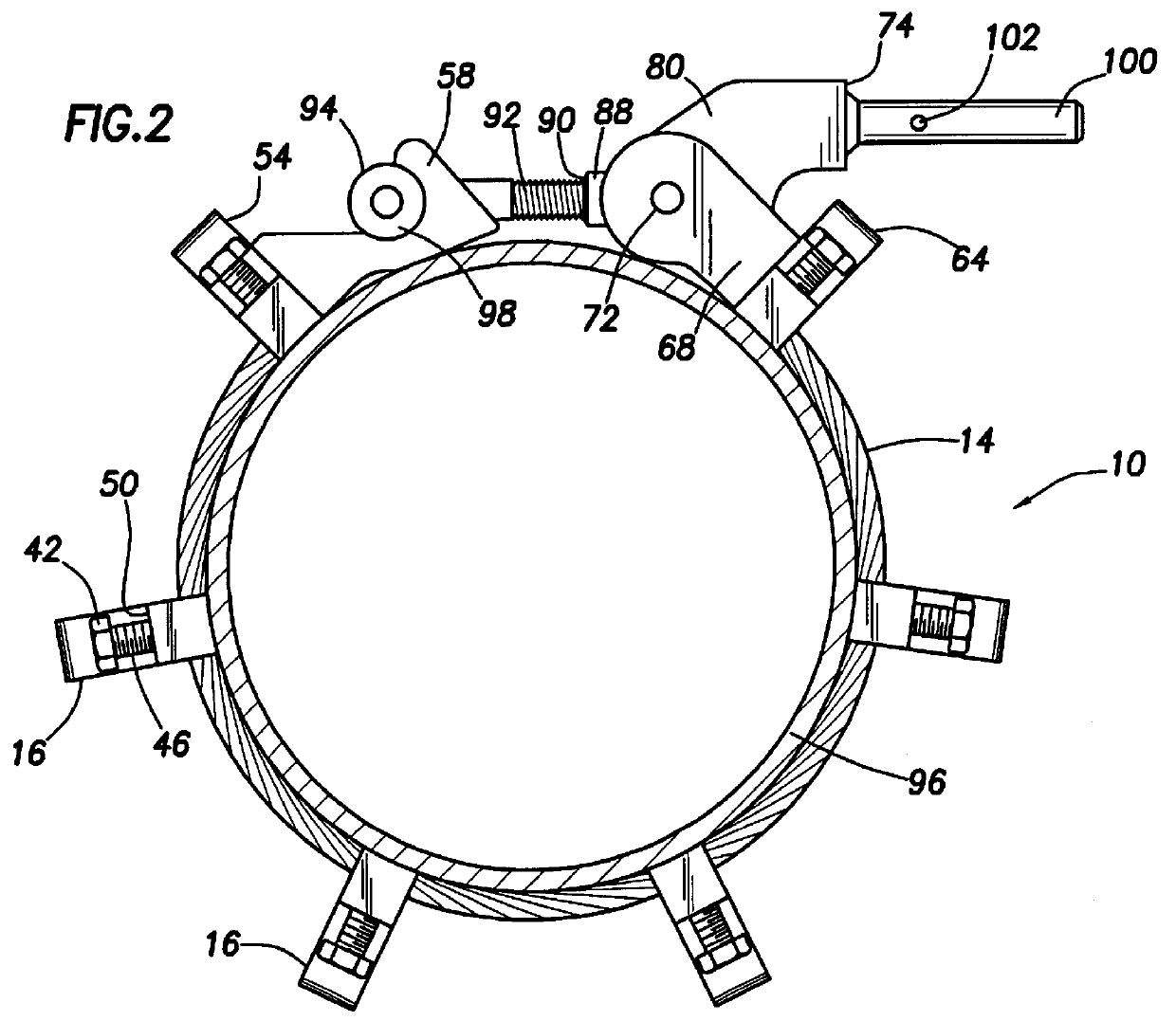 Pipe clamp having cable connected clamp members