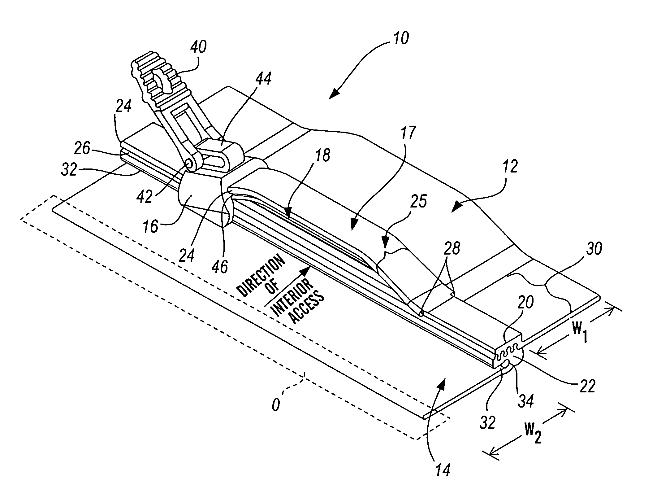 Device for creating a seal between fabrics or other materials