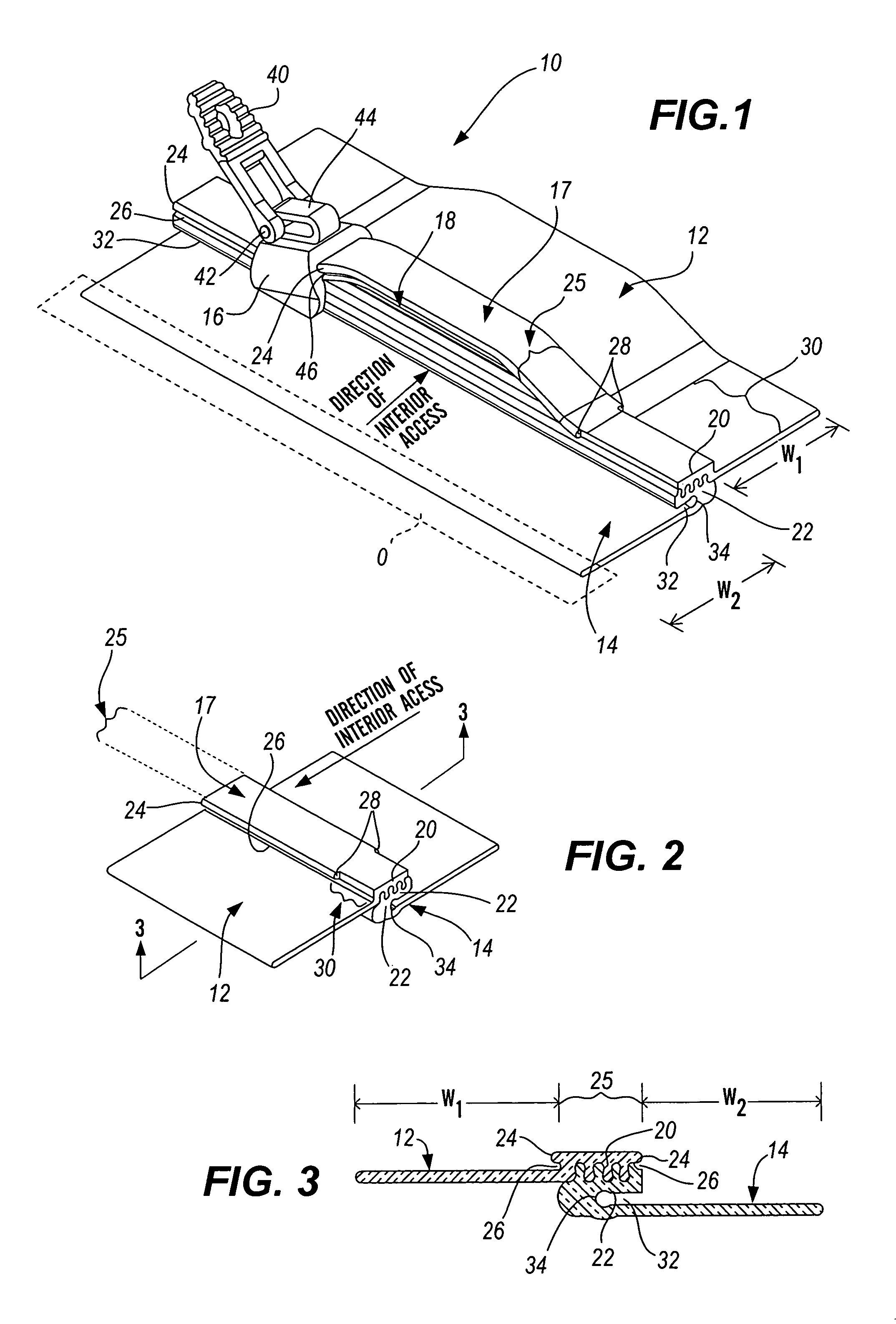 Device for creating a seal between fabrics or other materials