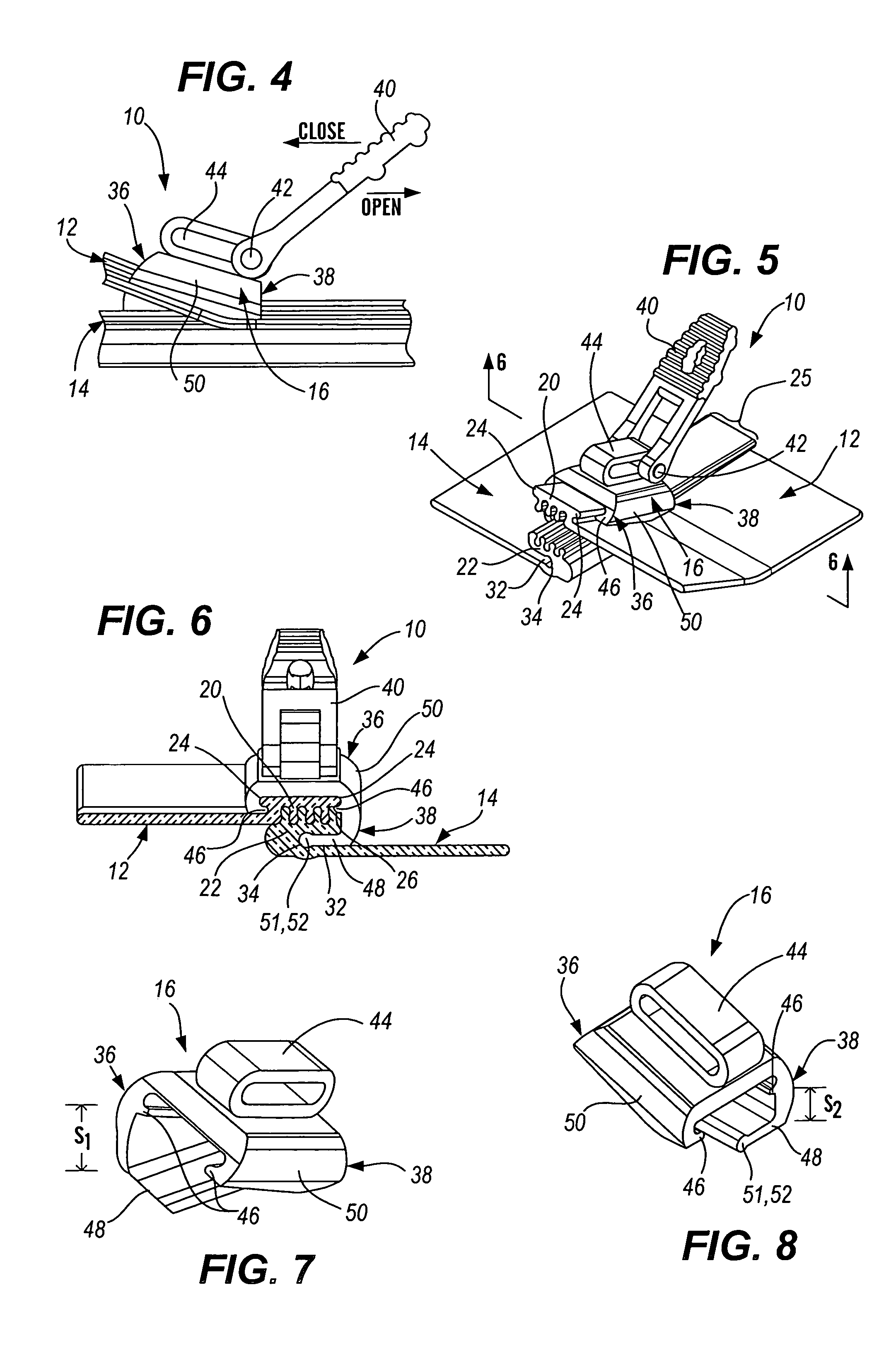 Device for creating a seal between fabrics or other materials