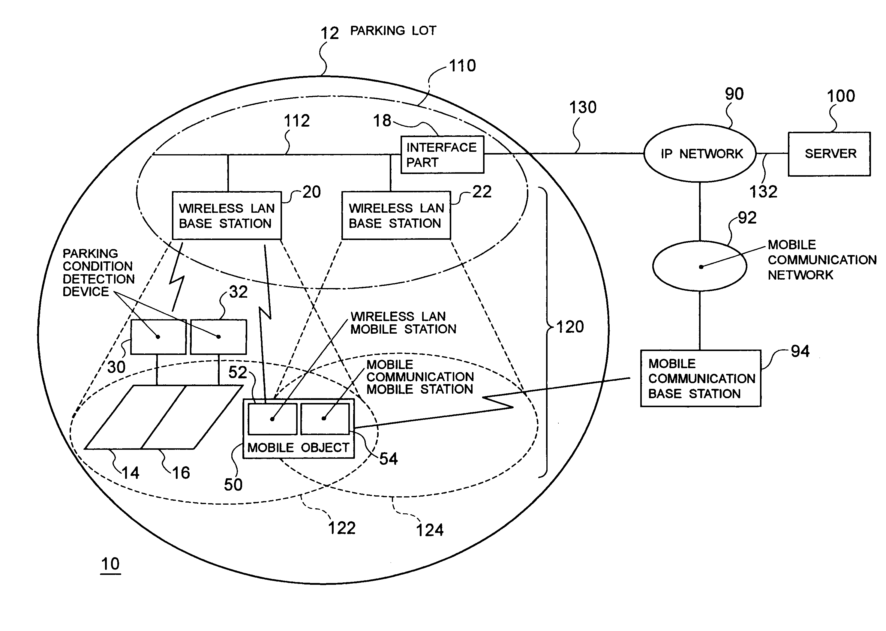 Parking lot management system using wireless LAN system